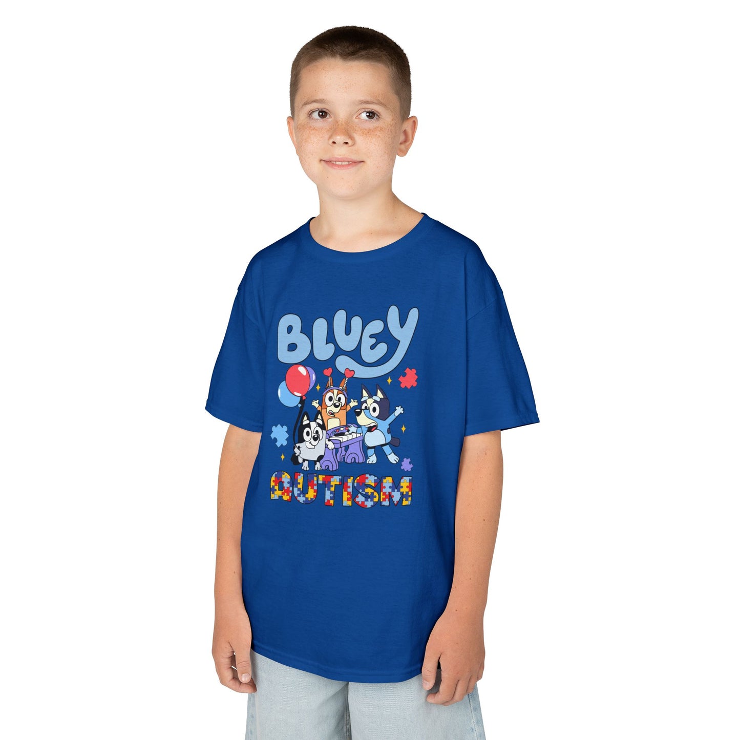 Kids Tee — Bluey & Friends Autism Awareness Graphic