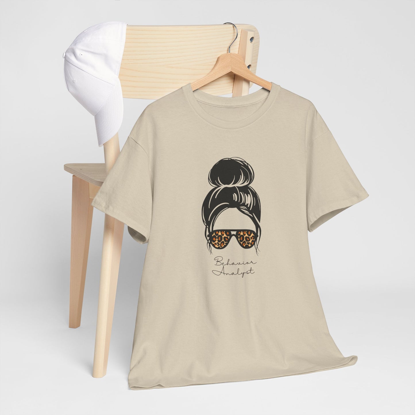 Graphic Tee — Messy Bun Sunglasses Leopard Print "Behavior Analyst"