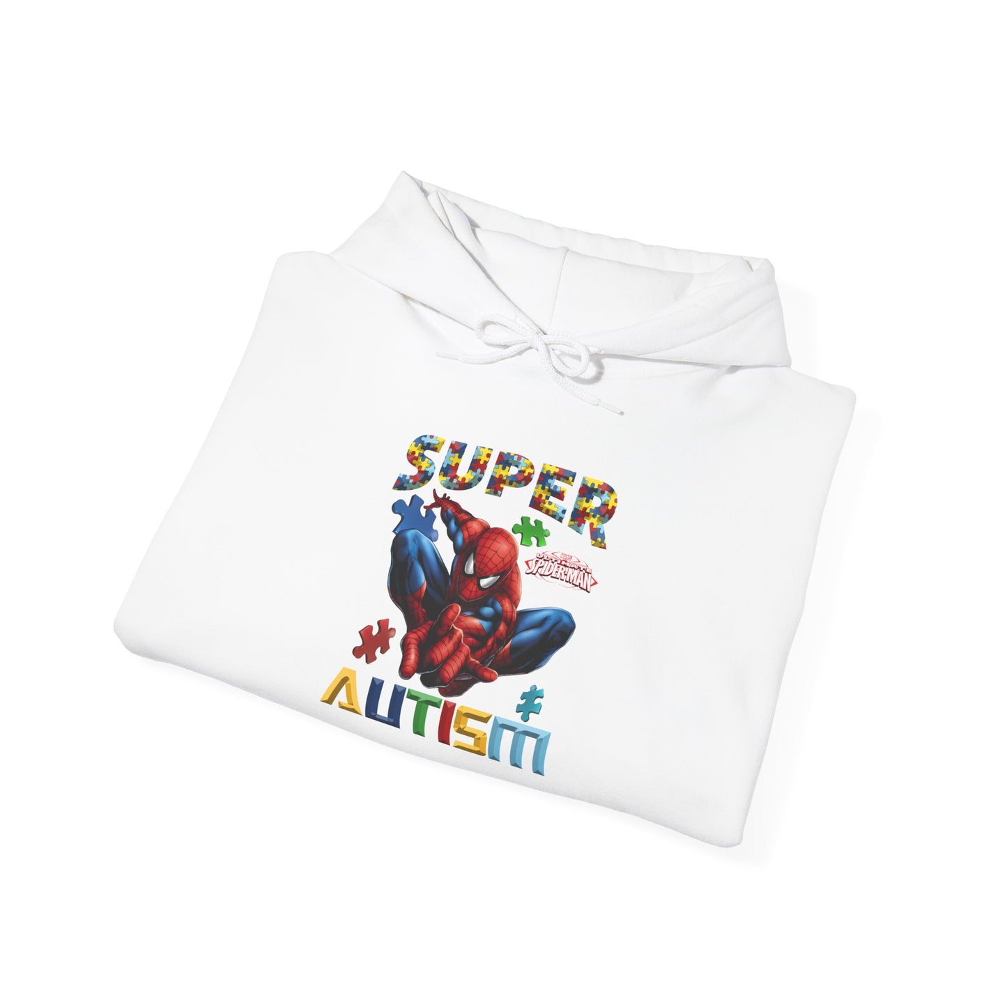 Autism Awareness Hoodie – "Super for Autism" Colorful Puzzle Hero Design