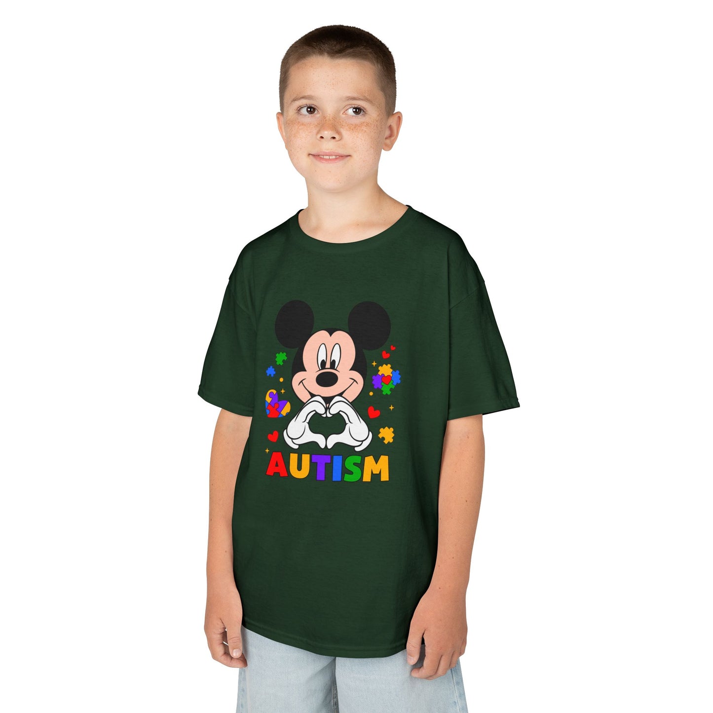 Kids Autism Awareness Tee — Colorful Puzzle Heart Design