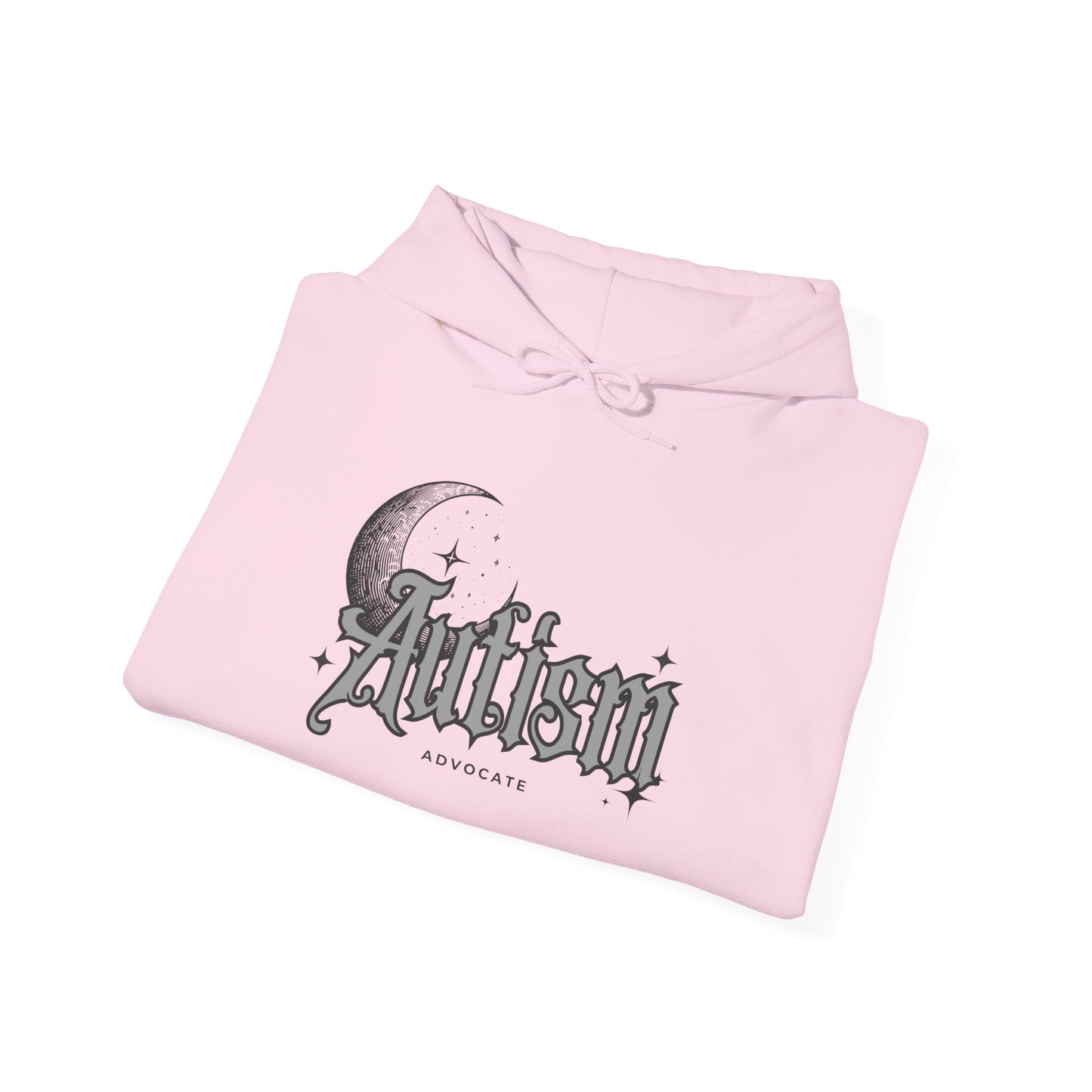 Autism Moon Hoodie — Gothic Script Awareness Sweatshirt