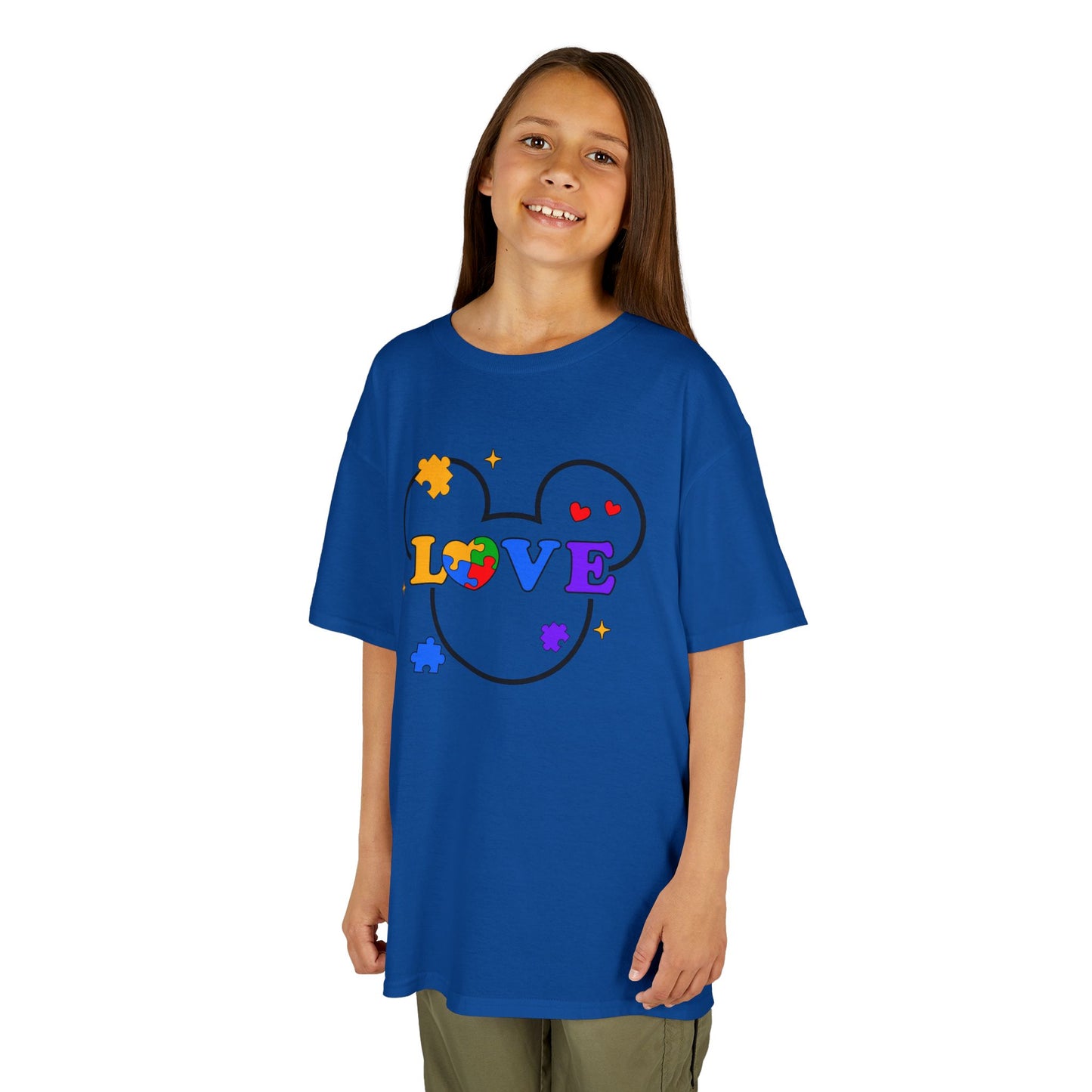 Kids Tee — Colorful Puzzle Heart "LOVE" Autism Awareness Shirt
