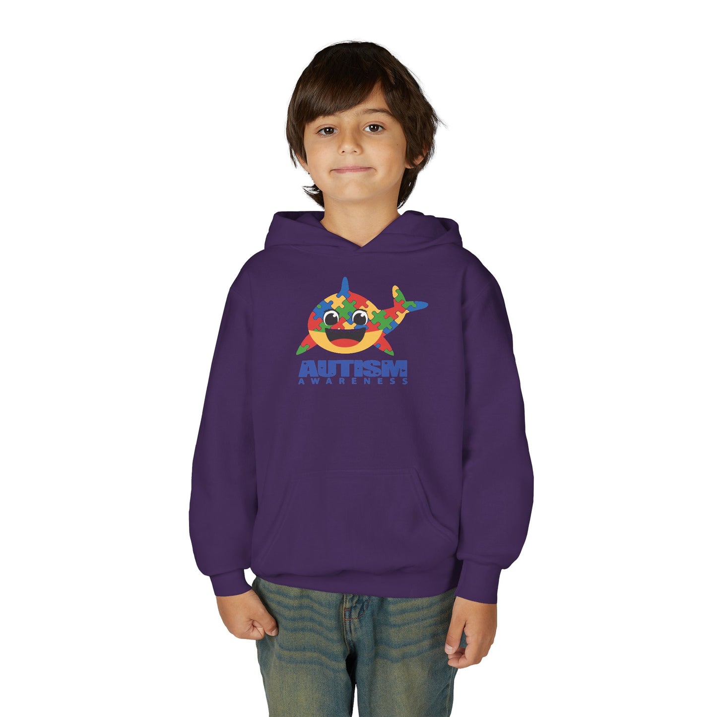 Autism Awareness Youth Hoodie - Colorful Shark Design