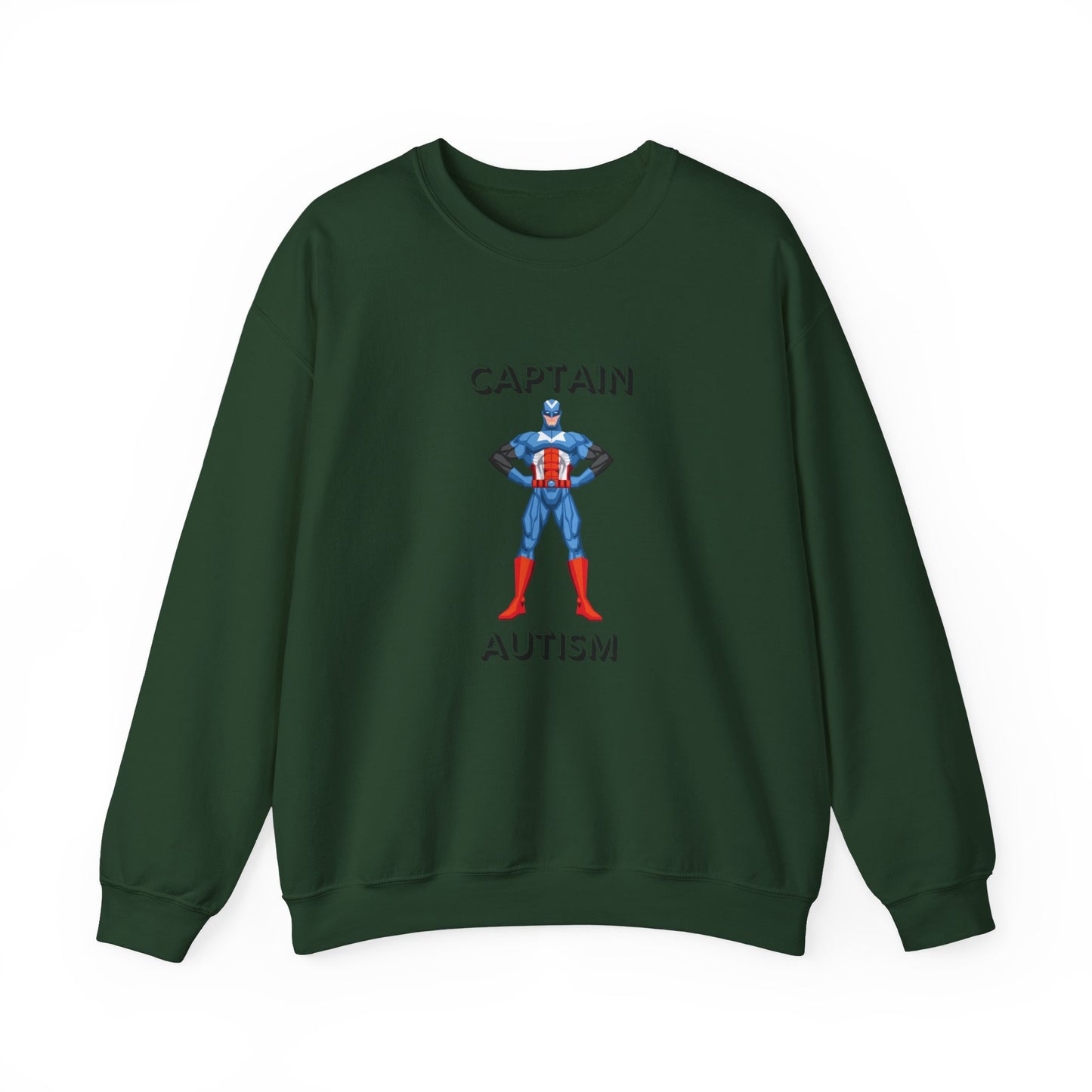 Captain Autism Crewneck Sweatshirt – Autism Awareness Superhero Pullover