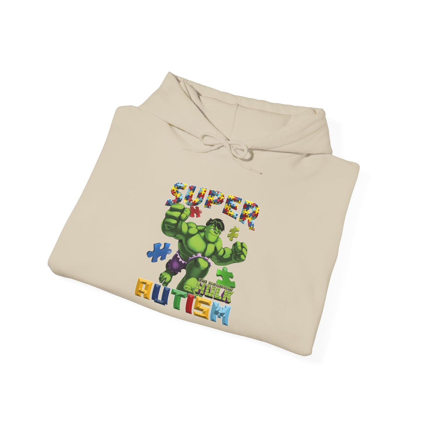 Autism Superhero Hoodie — "Super 4 Autism" Puzzle-Pattern Support Pullover