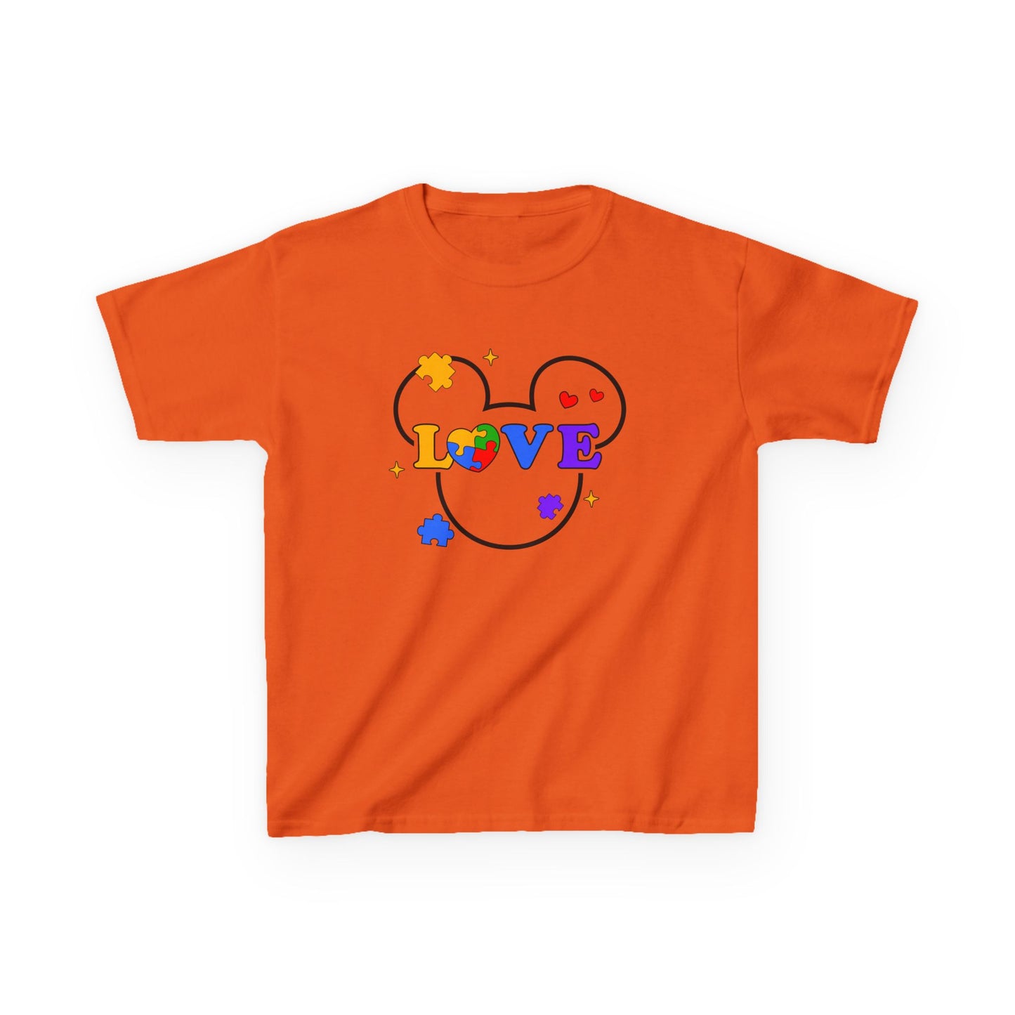 Kids Tee — Colorful Puzzle Heart "LOVE" Autism Awareness Shirt