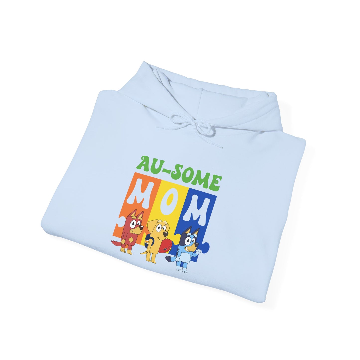 Au-some Mom Hoodie — Colorful Puzzle Piece Autism Awareness Sweatshirt
