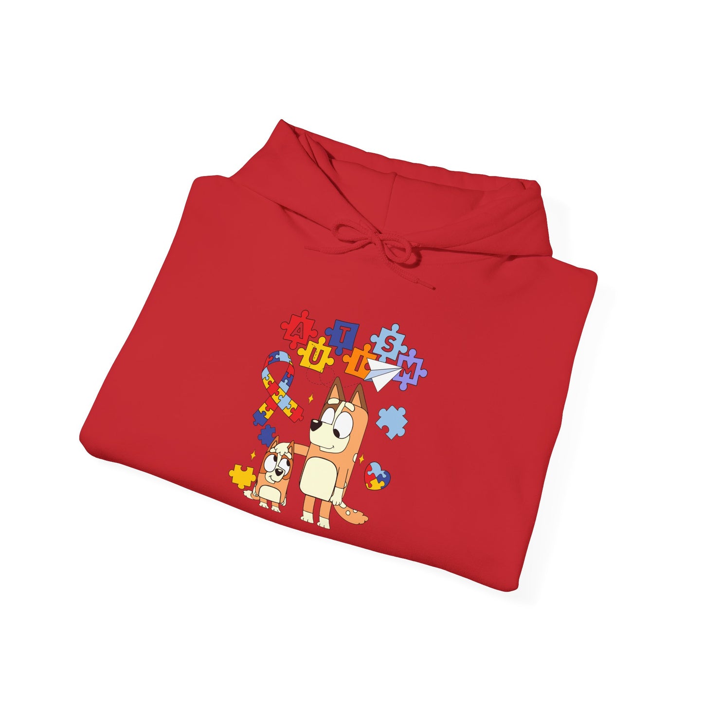Bluey Puzzle Pieces Hoodie — Cute Bluey & Bingo Autism Awareness Sweatshirt