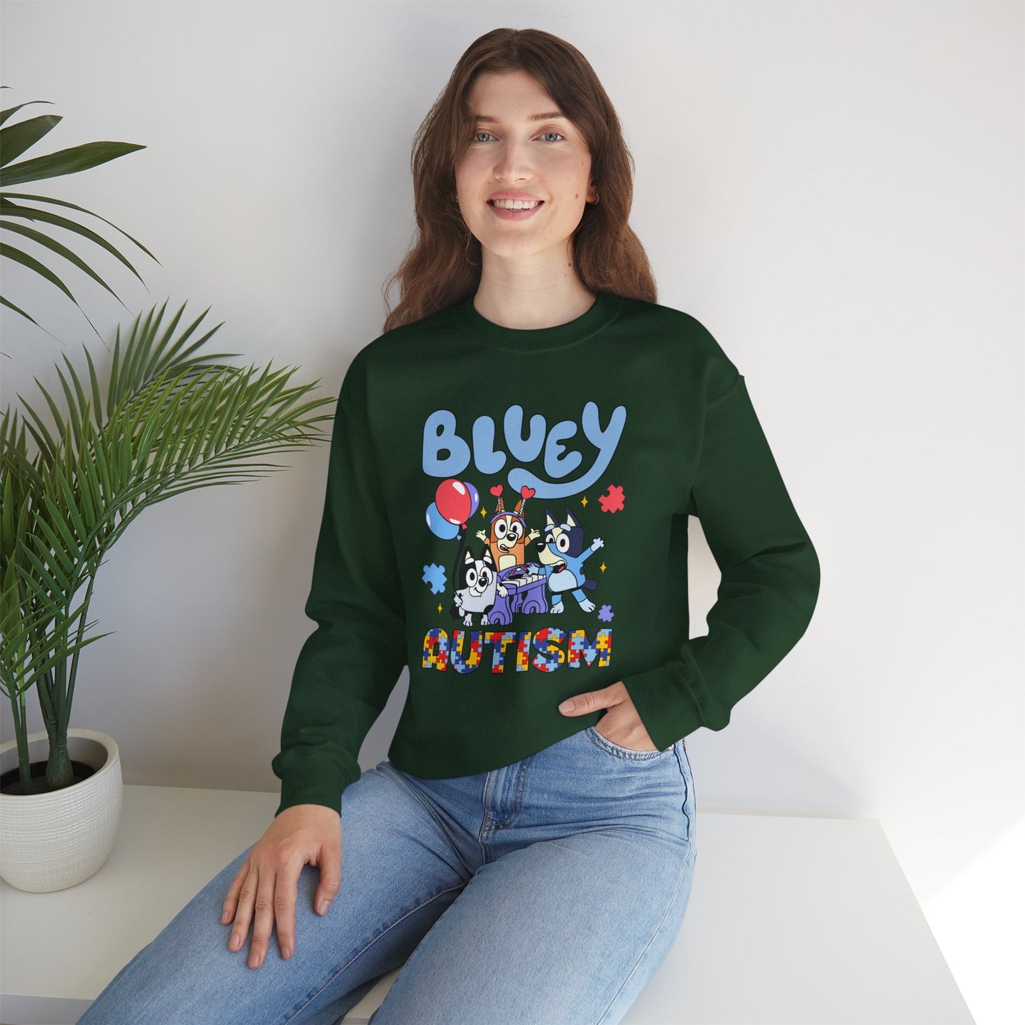 Bluey Autism Crewneck Sweatshirt — Kids & Family Awareness Pullover
