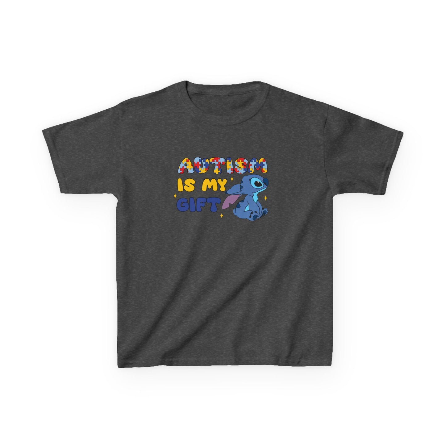 Kids T-Shirt — "Autism Is My Gift" Colorful Puzzle Heart Design