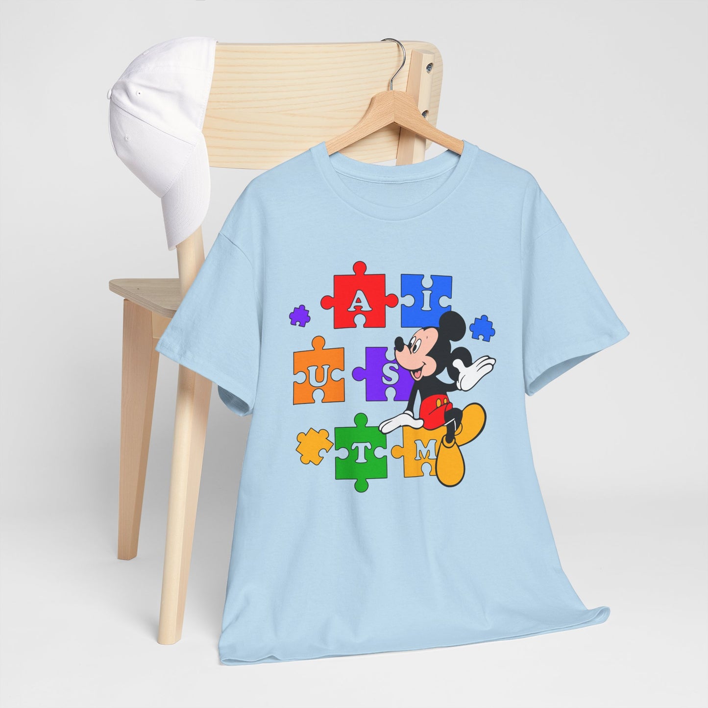 Autism Puzzle Mickey T-Shirt — Colorful Puzzle Pieces "AUTISM" Design