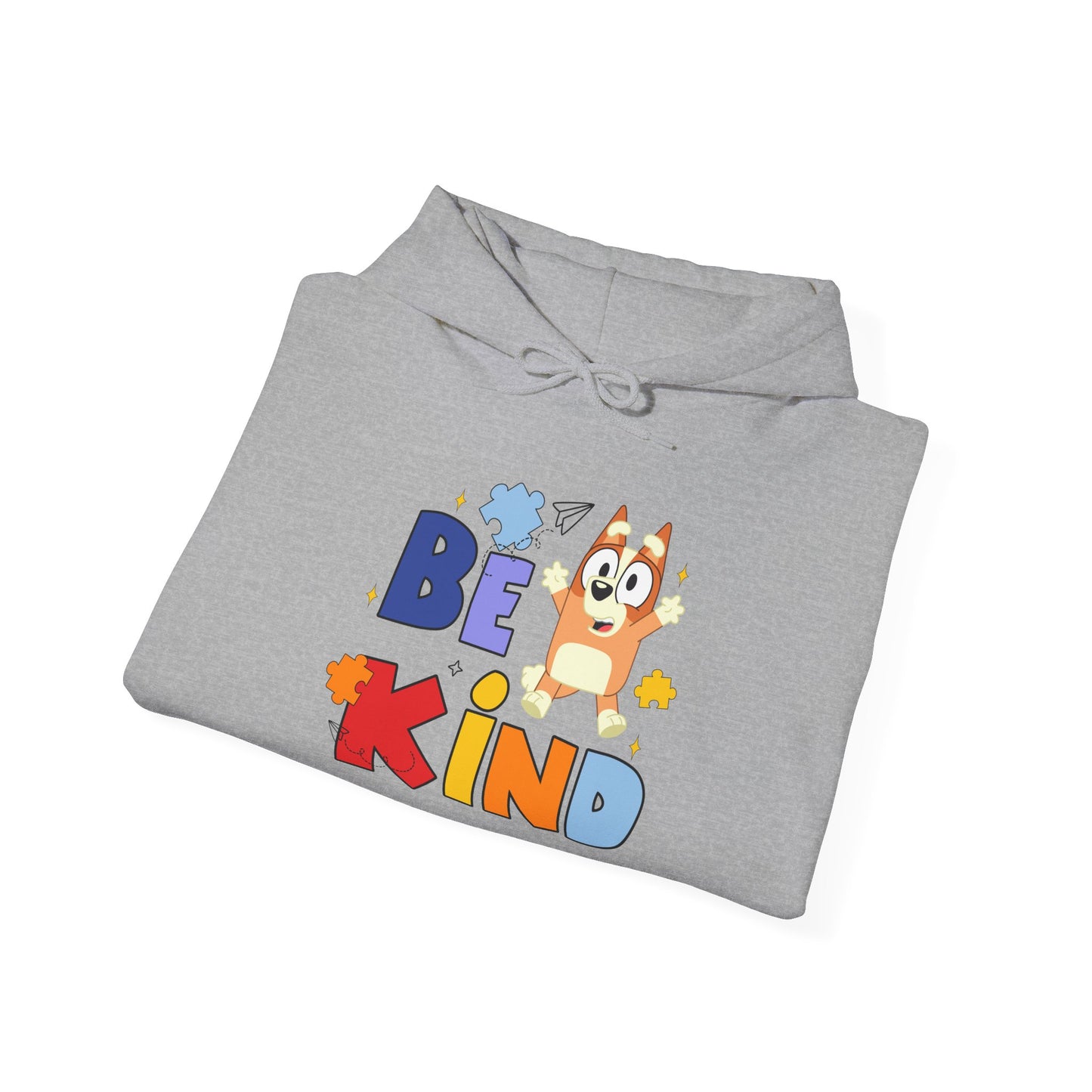 Be Kind Kids Hoodie – Colorful Cartoon Puppy Graphic Hoodie
