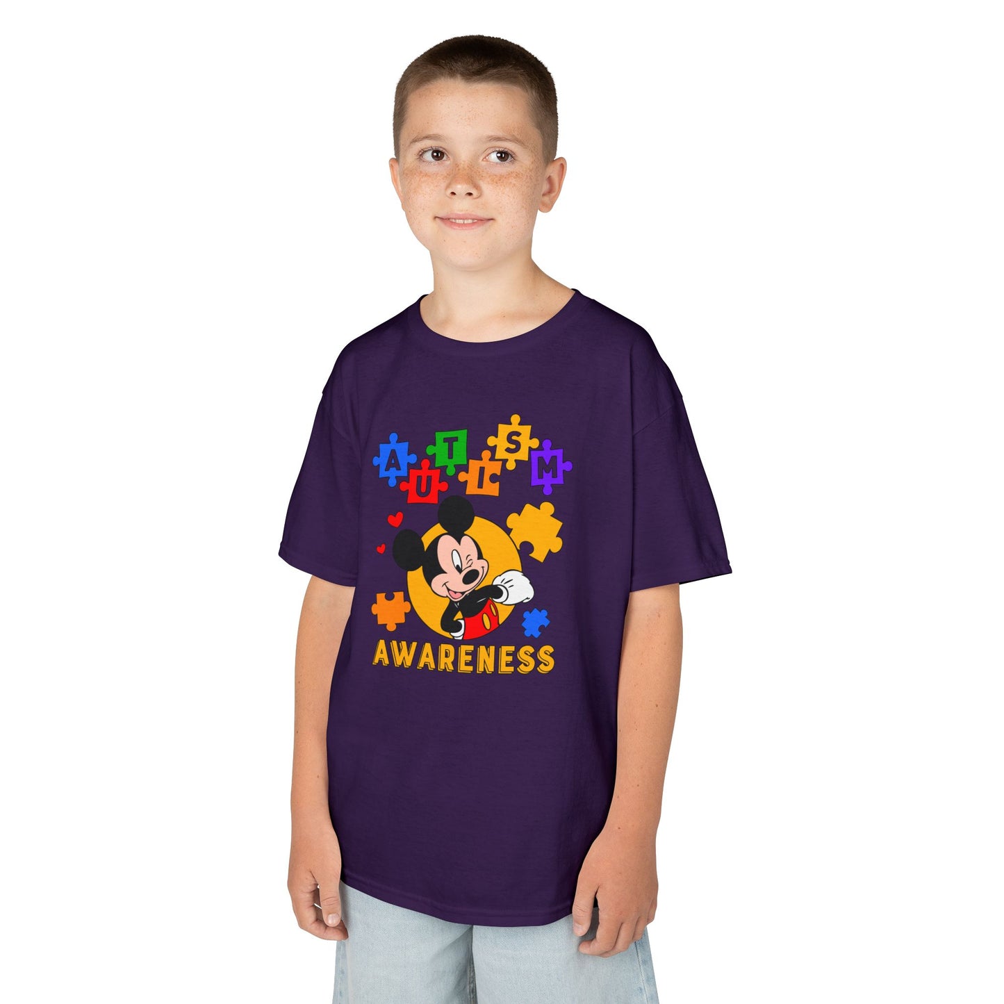 Autism Awareness Kids Tee — Colorful Puzzle Heart Design