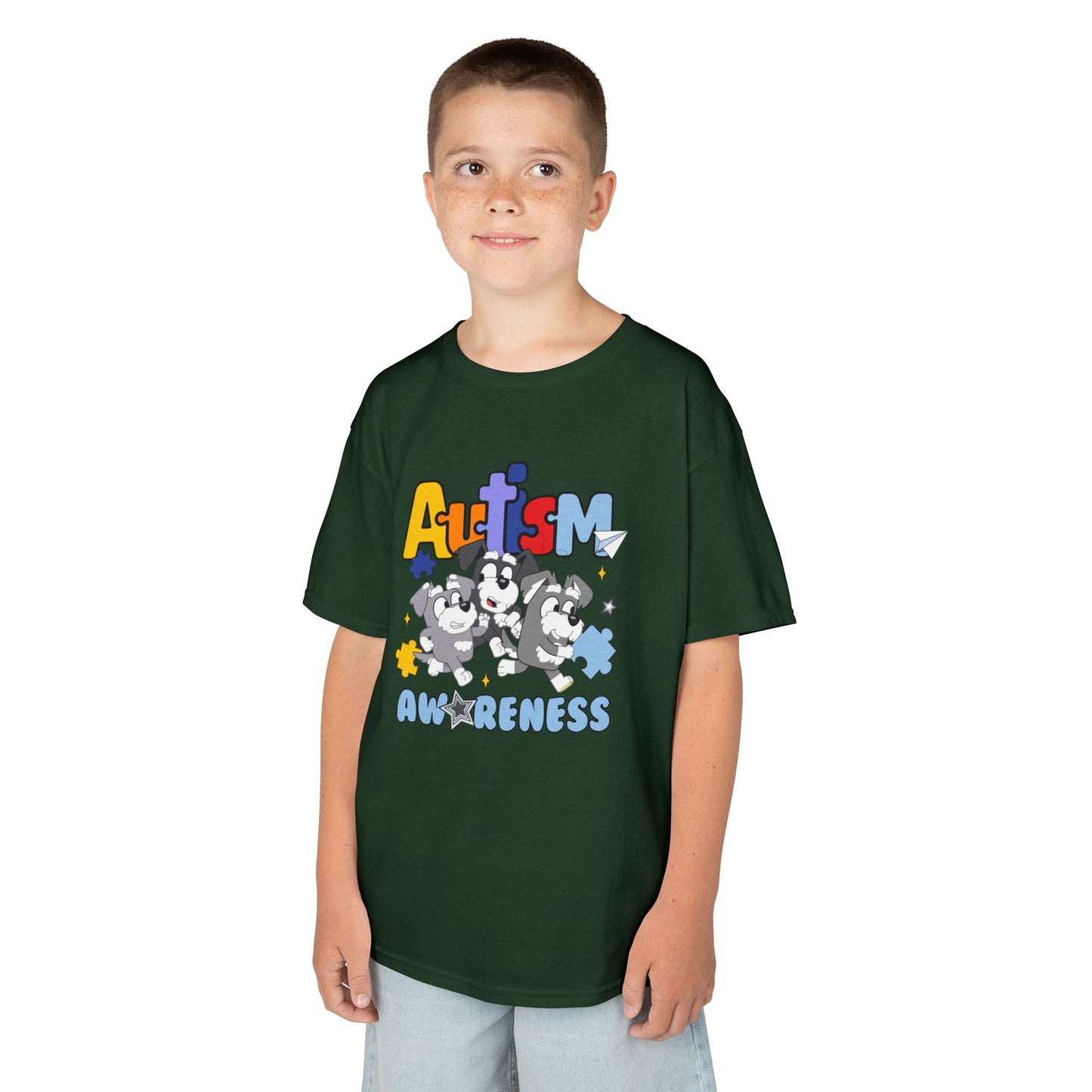 Kids Tee — 'Autism Awareness' Colorful Puzzle Heart Design