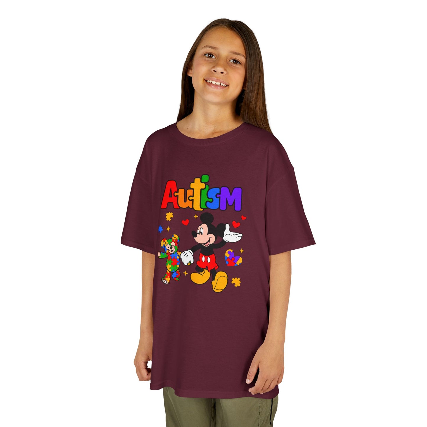 Kids Autism Awareness T‑Shirt — Colorful Puzzle & Friendly Character Design