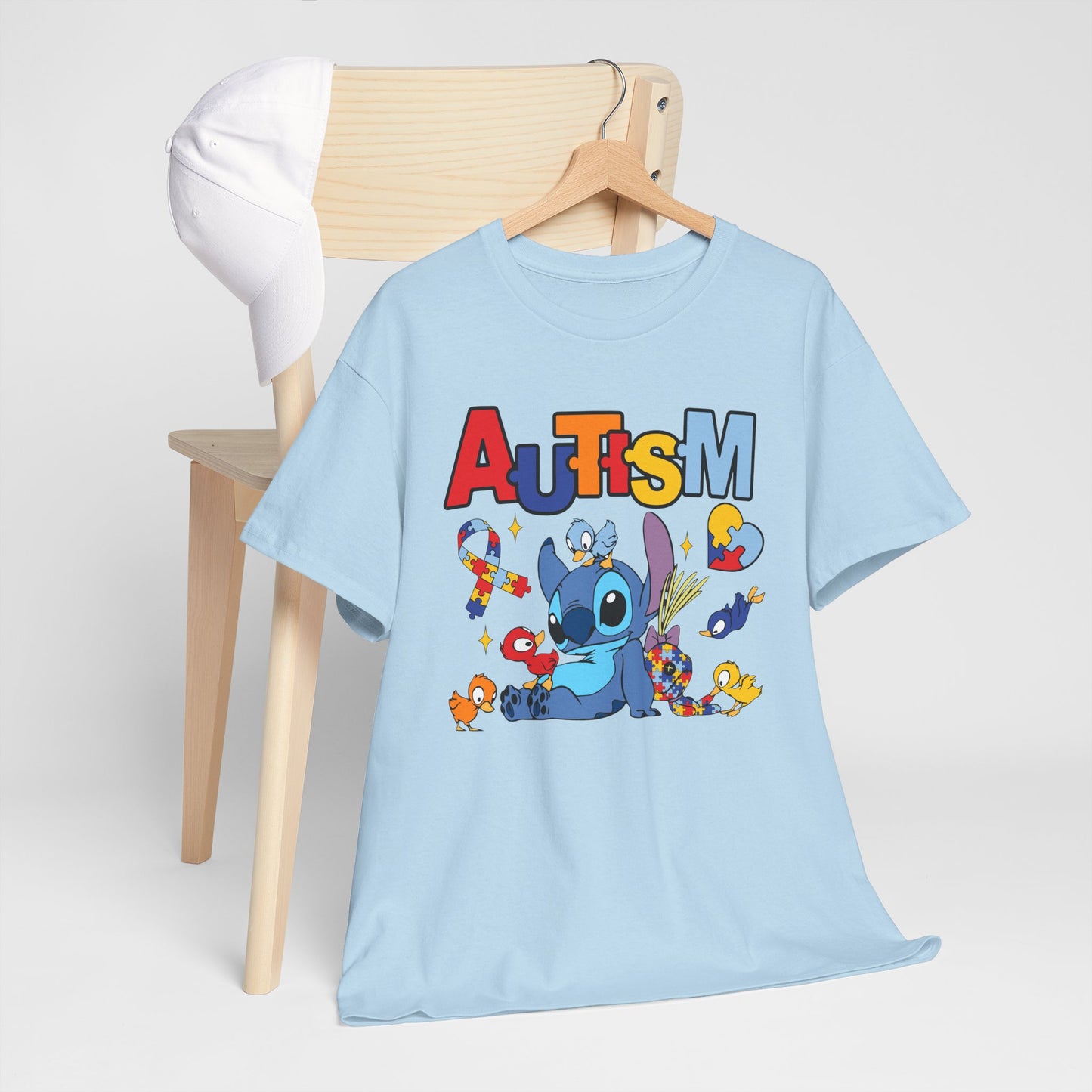 Autism Awareness T-Shirt — Cute Cartoon Character Puzzle-Heart Design