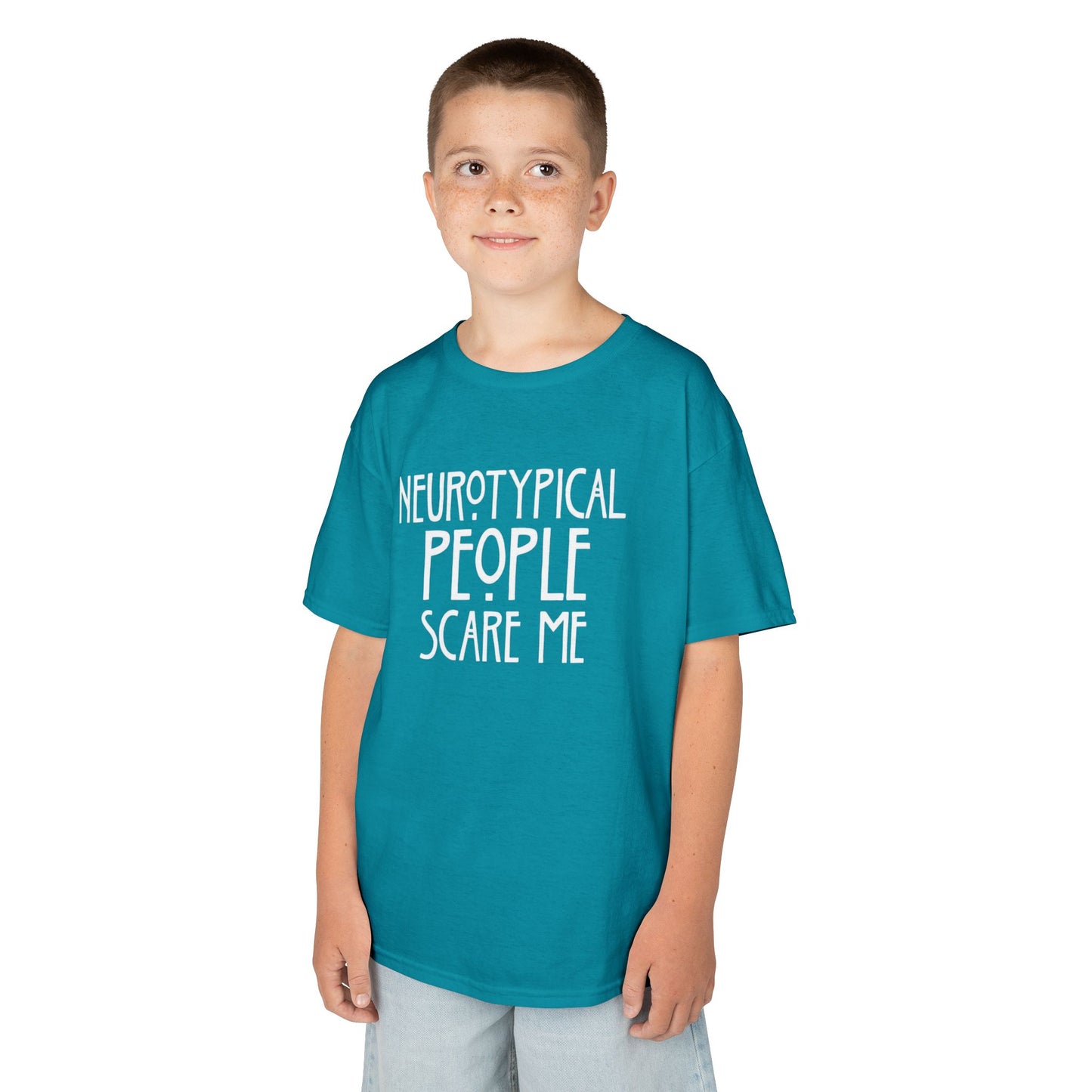 Kids Tee — "Neurotypical People Scare Me" Humor Autism Awareness Shirt