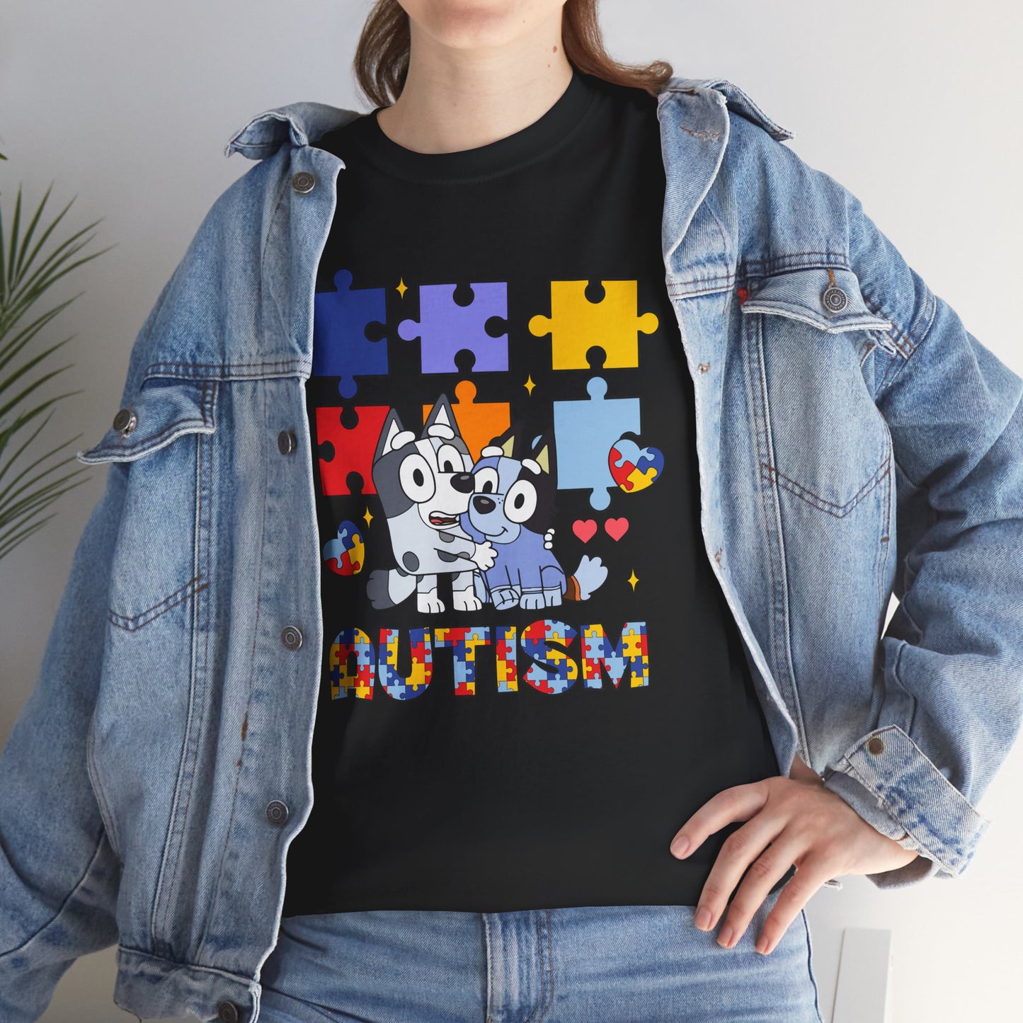 Autism Awareness Puzzle Tee — Cute Puppy Puzzle Piece Design