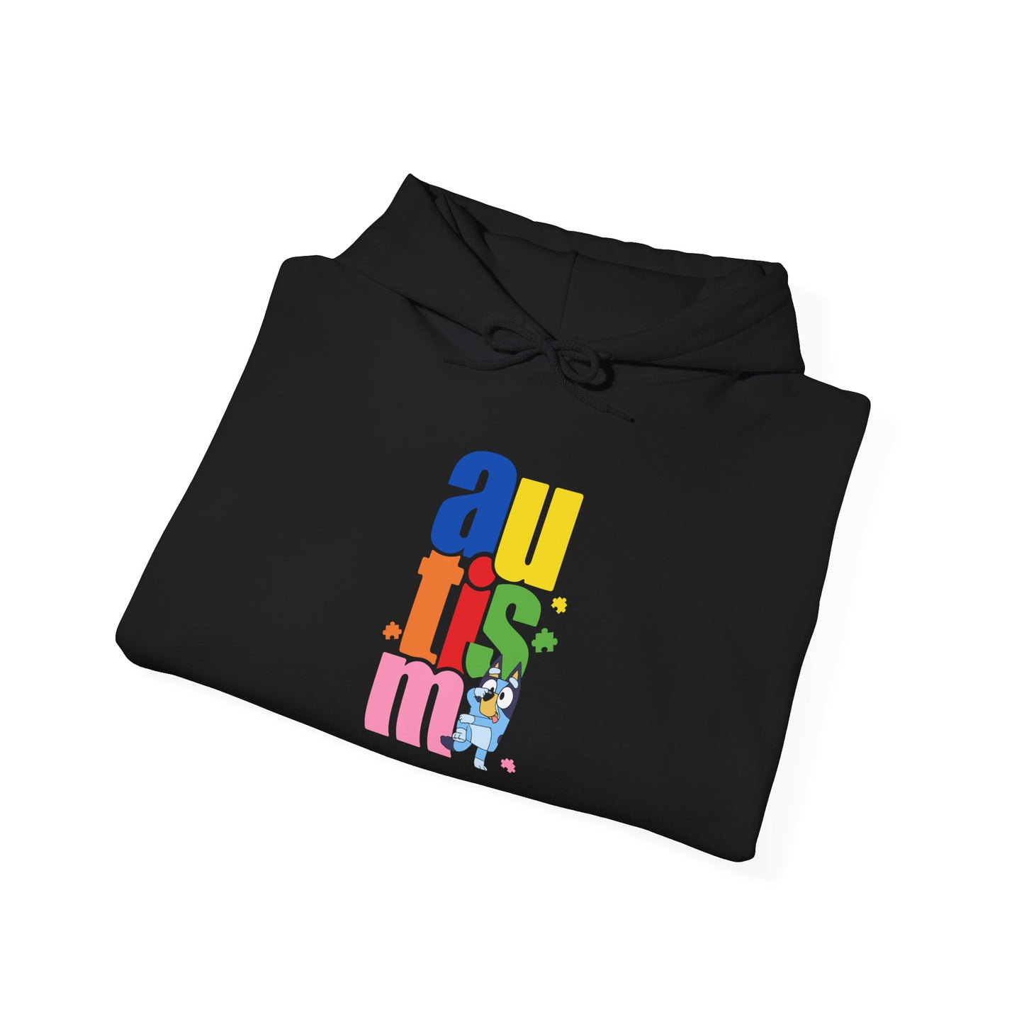 Autism Awareness Hoodie — Colorful Vertical “autism” Design
