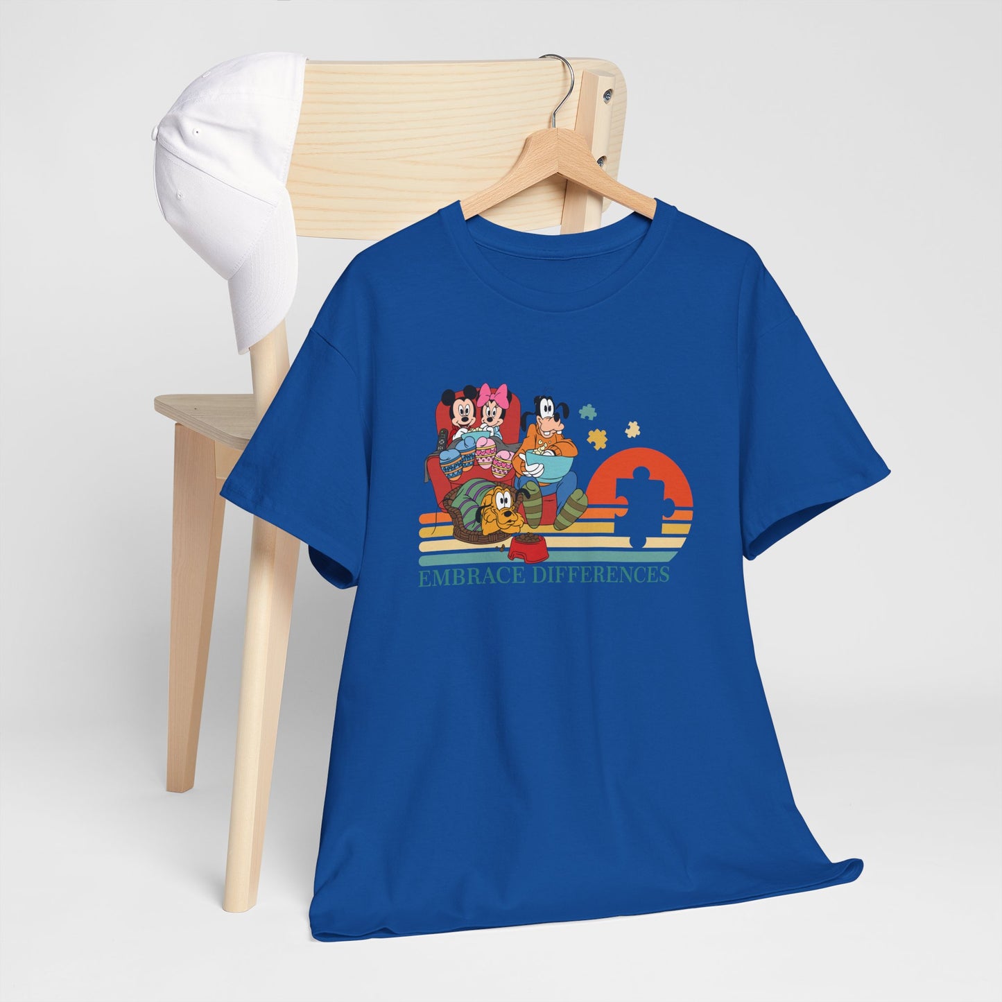 T-Shirt — 'Embrace Differences' Retro Rainbow Autism Awareness Tee