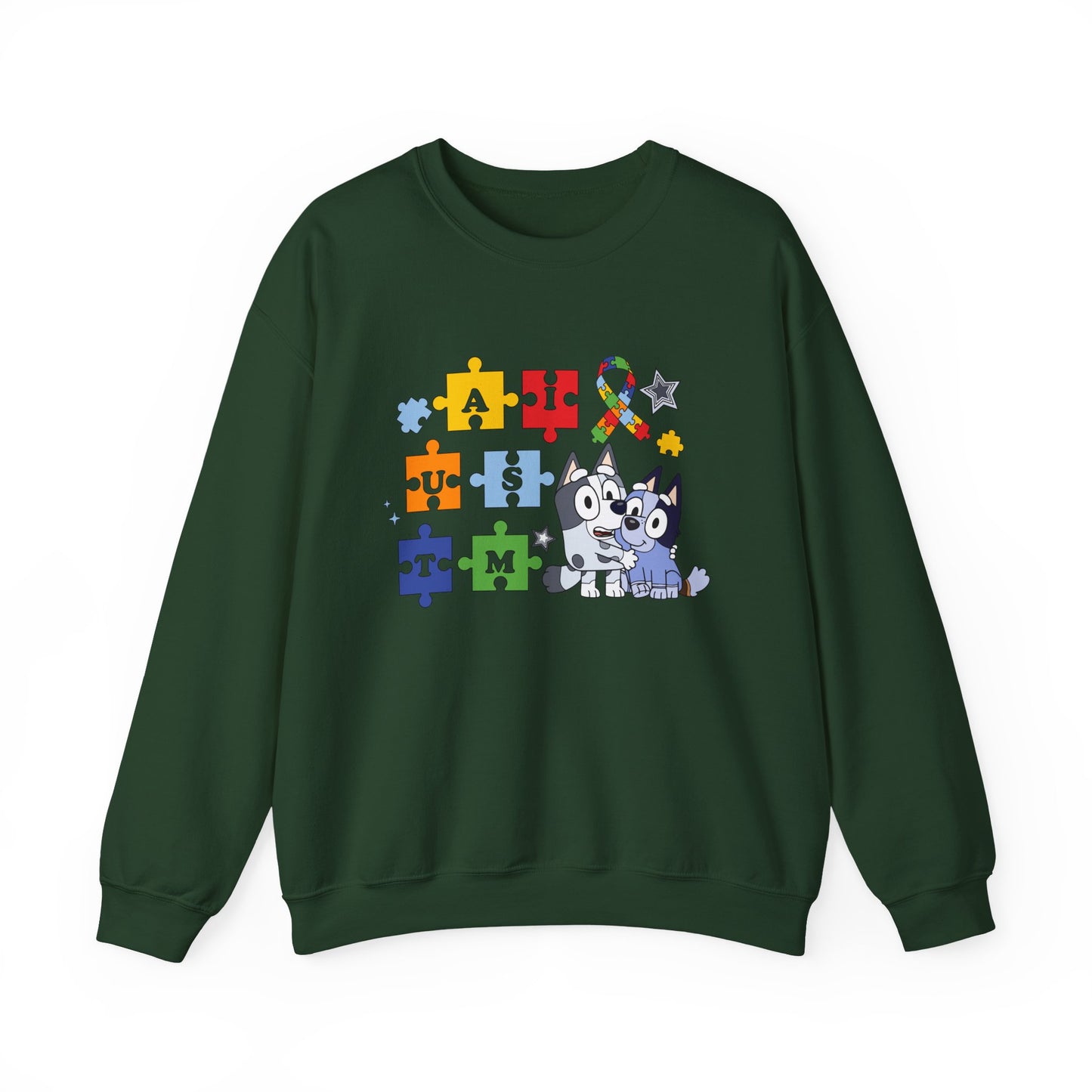 Autism Puzzle Paw Crewneck Sweatshirt — Bluey-Inspired Support Tee