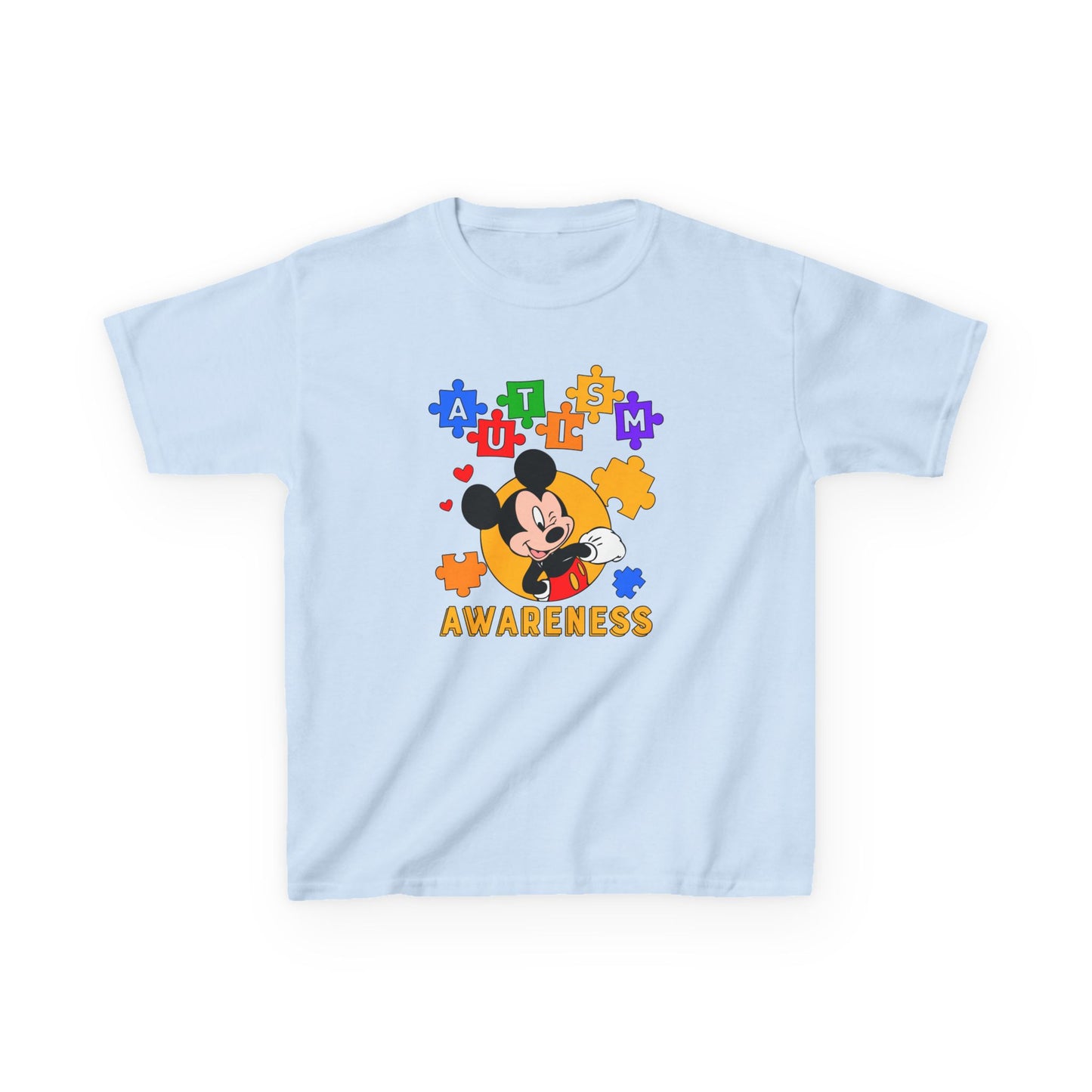 Autism Awareness Kids Tee — Colorful Puzzle Heart Design