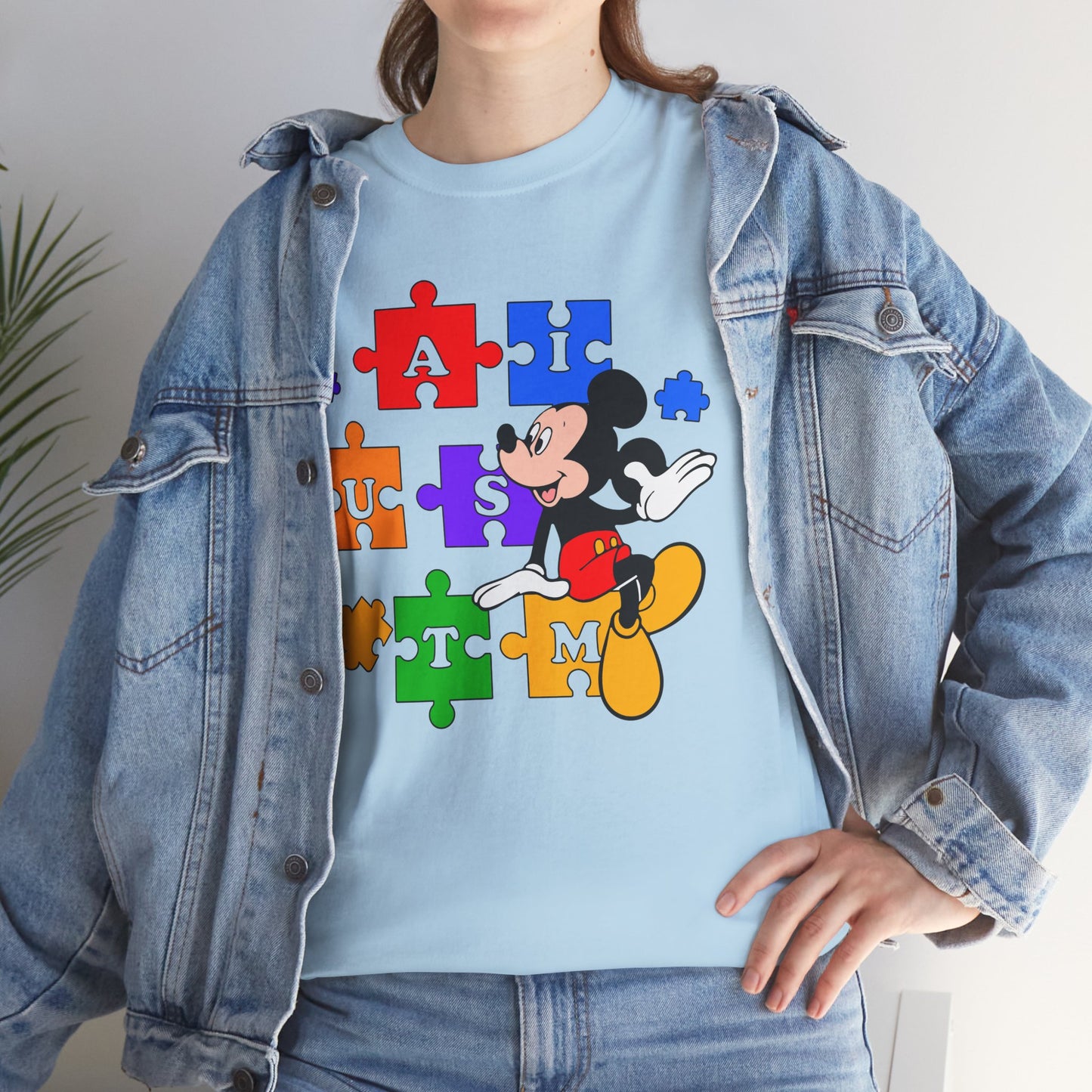 Autism Puzzle Mickey T-Shirt — Colorful Puzzle Pieces "AUTISM" Design