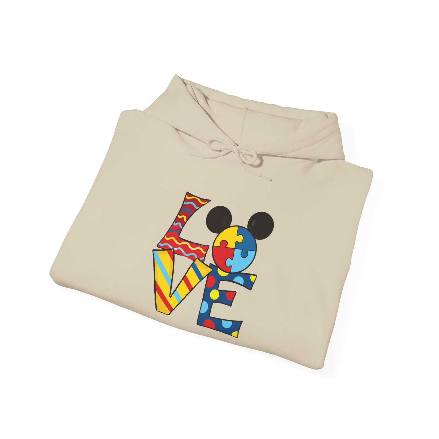 Love Puzzle Character Hoodie — Colorful Autism Awareness Sweatshirt