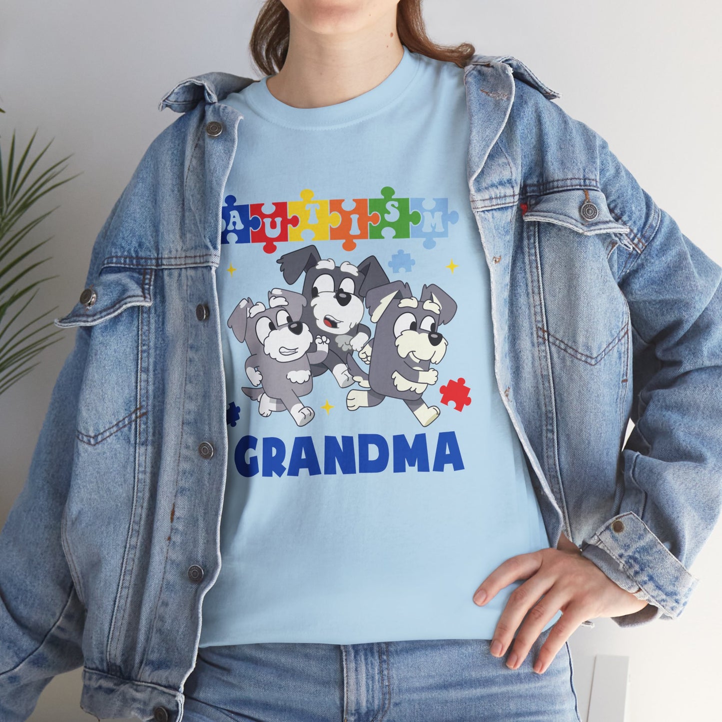 Grandma Paw-some Autism Awareness Tee — Puzzle Dogs Autism Grandma Shirt