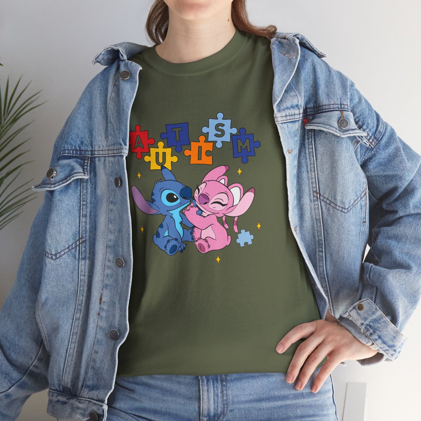 Autism Puzzle Love T-Shirt — Cute Stitch & Angel Friendship Tee