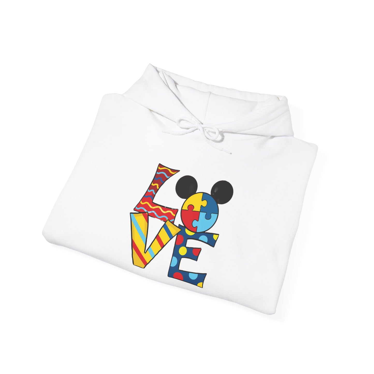 Love Puzzle Character Hoodie — Colorful Autism Awareness Sweatshirt
