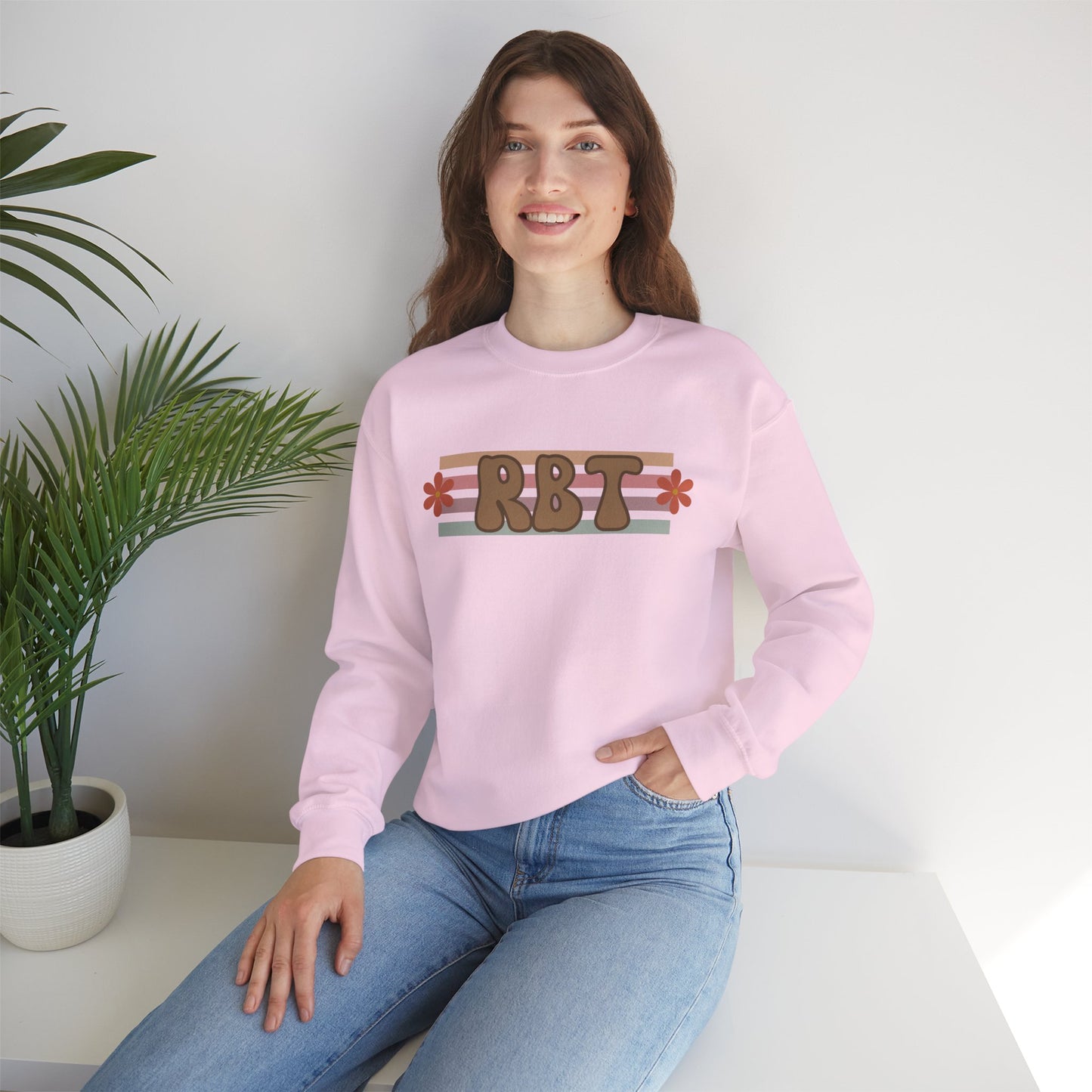Retro RBT Floral Stripe Crewneck Sweatshirt