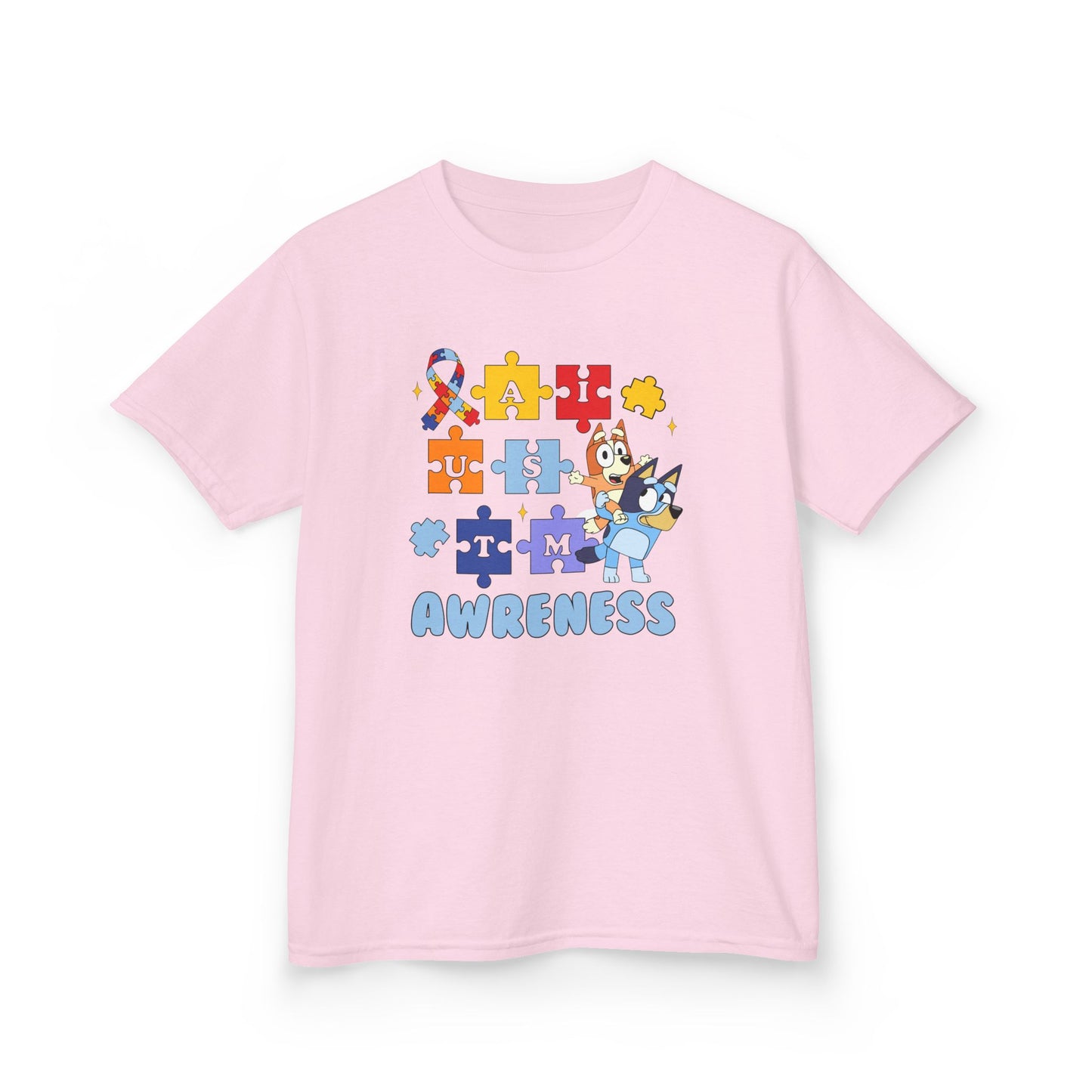 Kids Autism Awareness Puzzle Tee — Colorful Ribbon & Puzzle Pieces Design