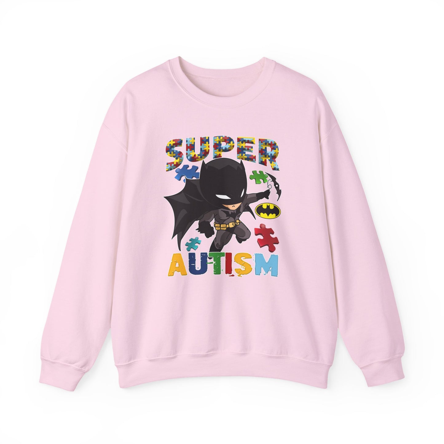 Autism Superhero Crewneck Sweatshirt — "Super Autism" Puzzle-Heart Design