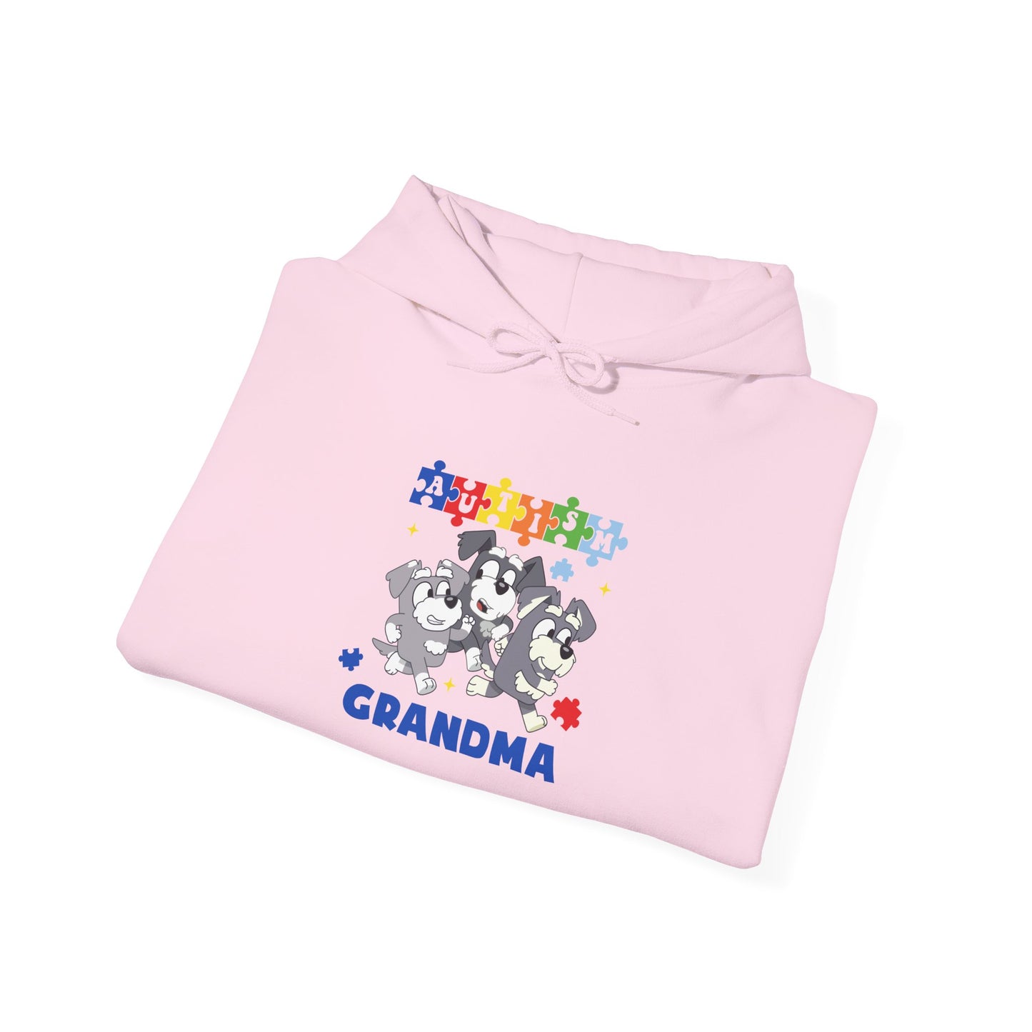 Grandma Puzzle Paw Print Hoodie — Cute Rescue Dog Grandma Gift