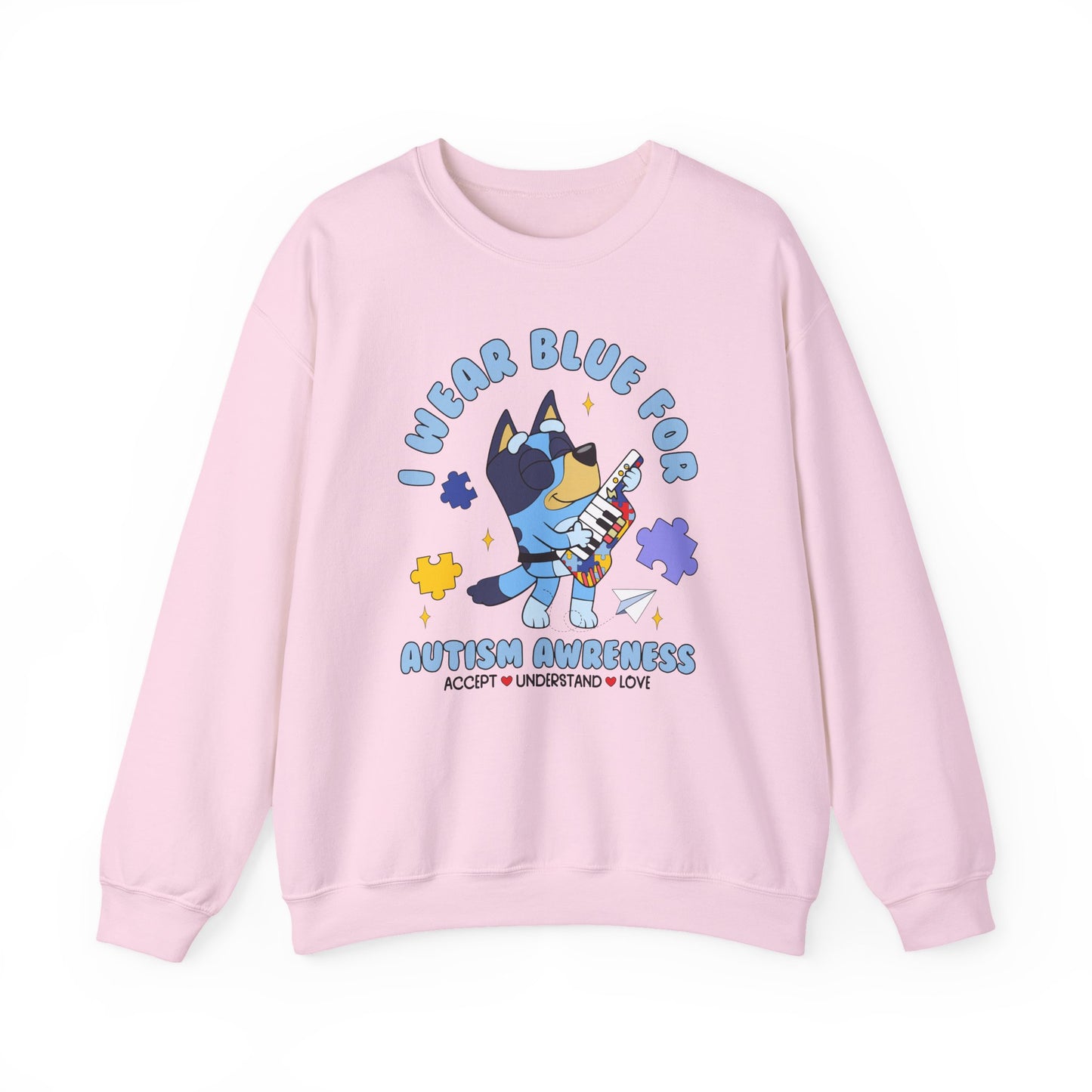 Autism Awareness Crewneck — "I Wear Blue for Autism Awareness" Sweatshirt
