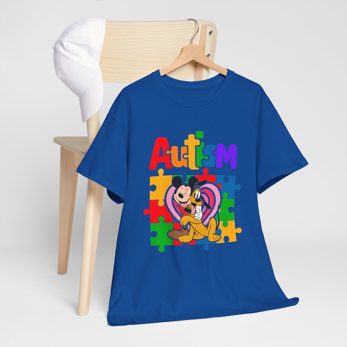 Autism Awareness Puzzle Heart T-Shirt — Colorful Mickey Support Tee