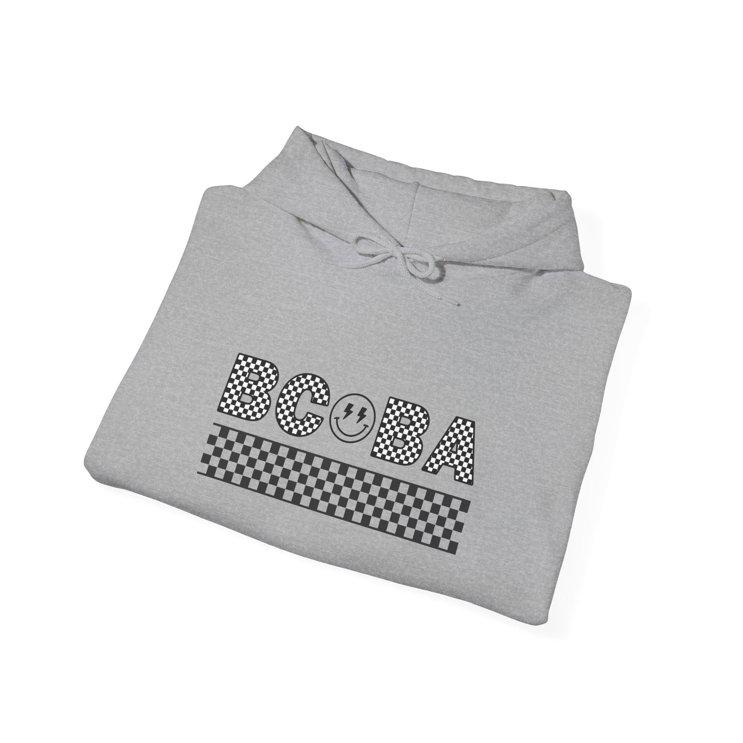 BCBA Smile Checkerboard Hoodie — Cute Bubble Tea Graphic Sweatshirt