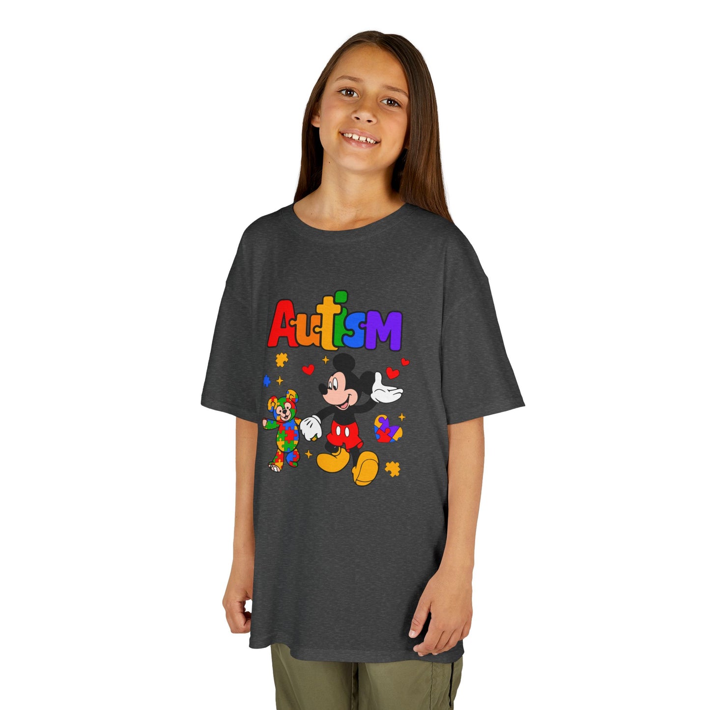 Kids Autism Awareness T‑Shirt — Colorful Puzzle & Friendly Character Design