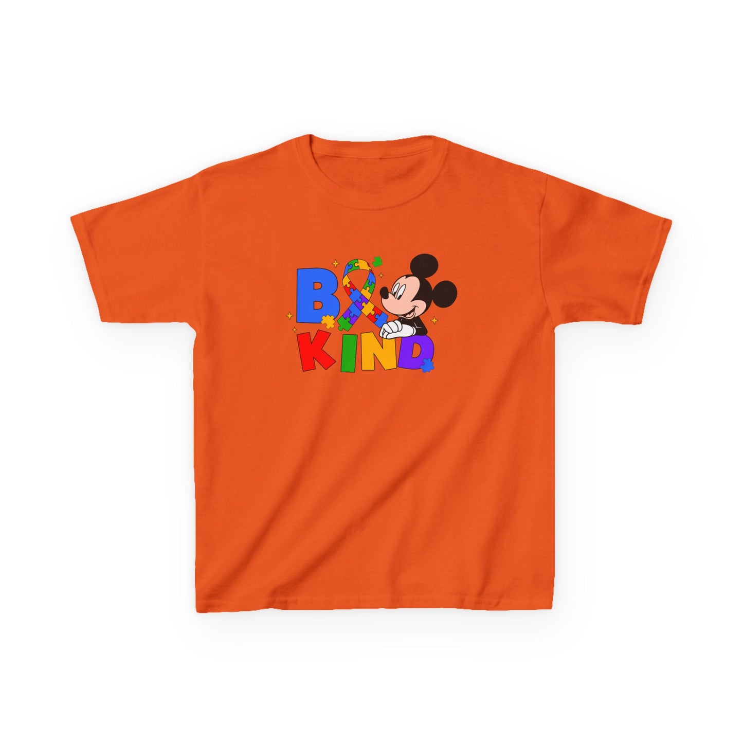 Kids Tee — "Be Kind" Rainbow Cartoon Character Graphic