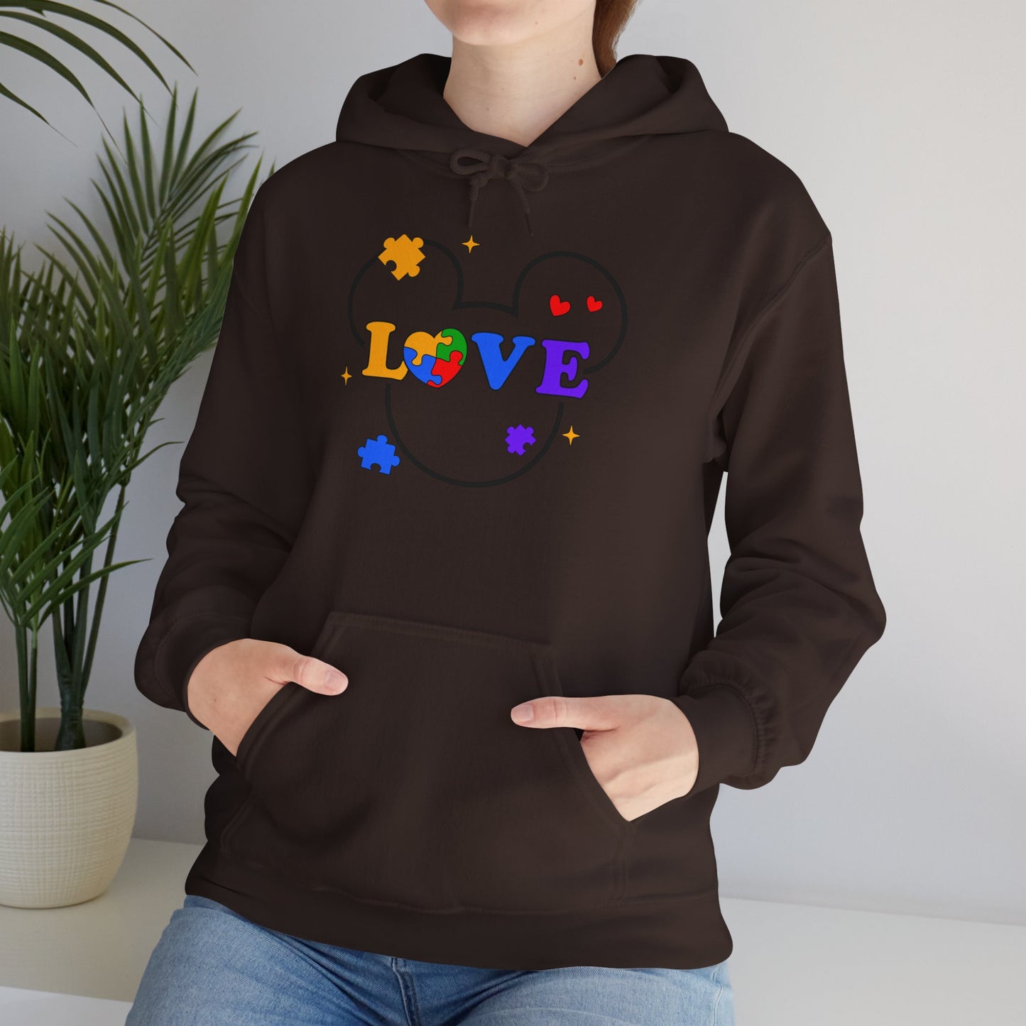 Love Puzzle Heart Hoodie — Autism Awareness Rainbow Puzzle Pieces Love Sweatshirt
