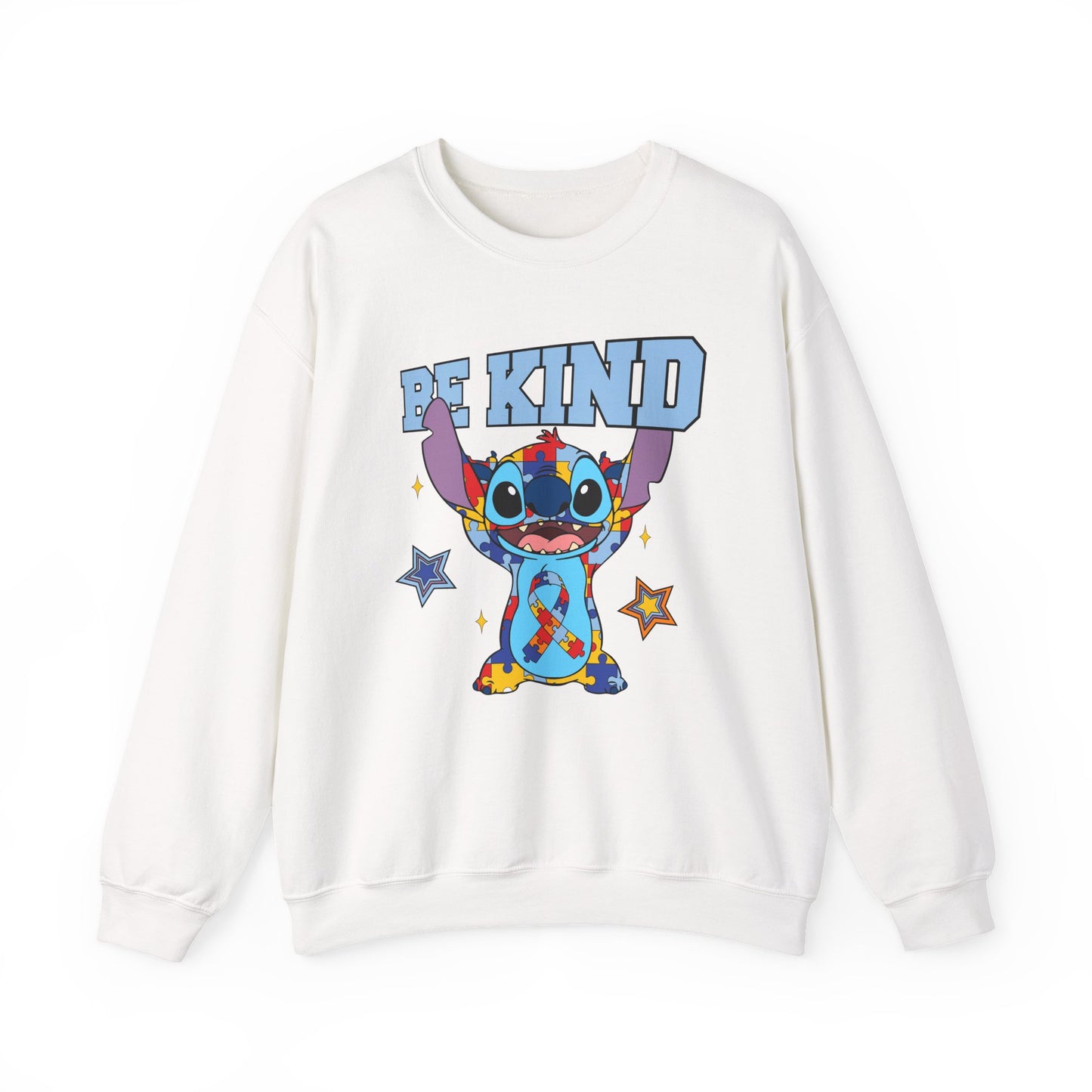 Be Kind Crewneck Sweatshirt — Cute Colorful Cartoon Character Graphic