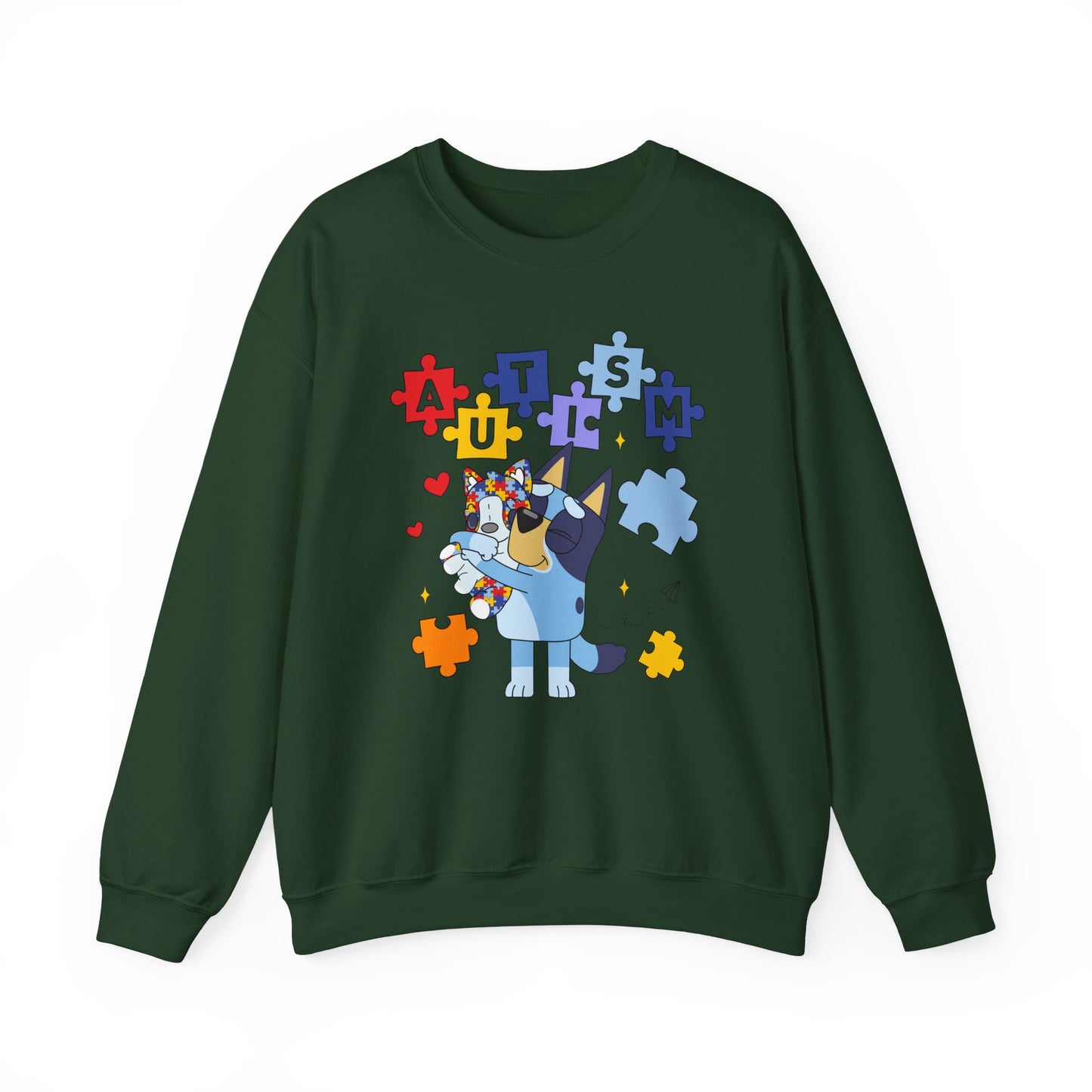 Autism Awareness Puzzle Bluey Paw Crewneck Sweatshirt