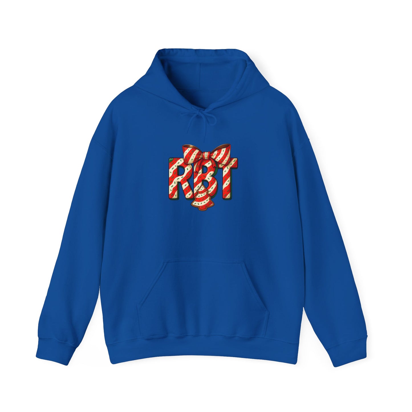 Lil Debbie 'RBT' Tree Cake Holiday Graphic Hoodie — Festive Red Striped Bow Holiday Sweatshirt