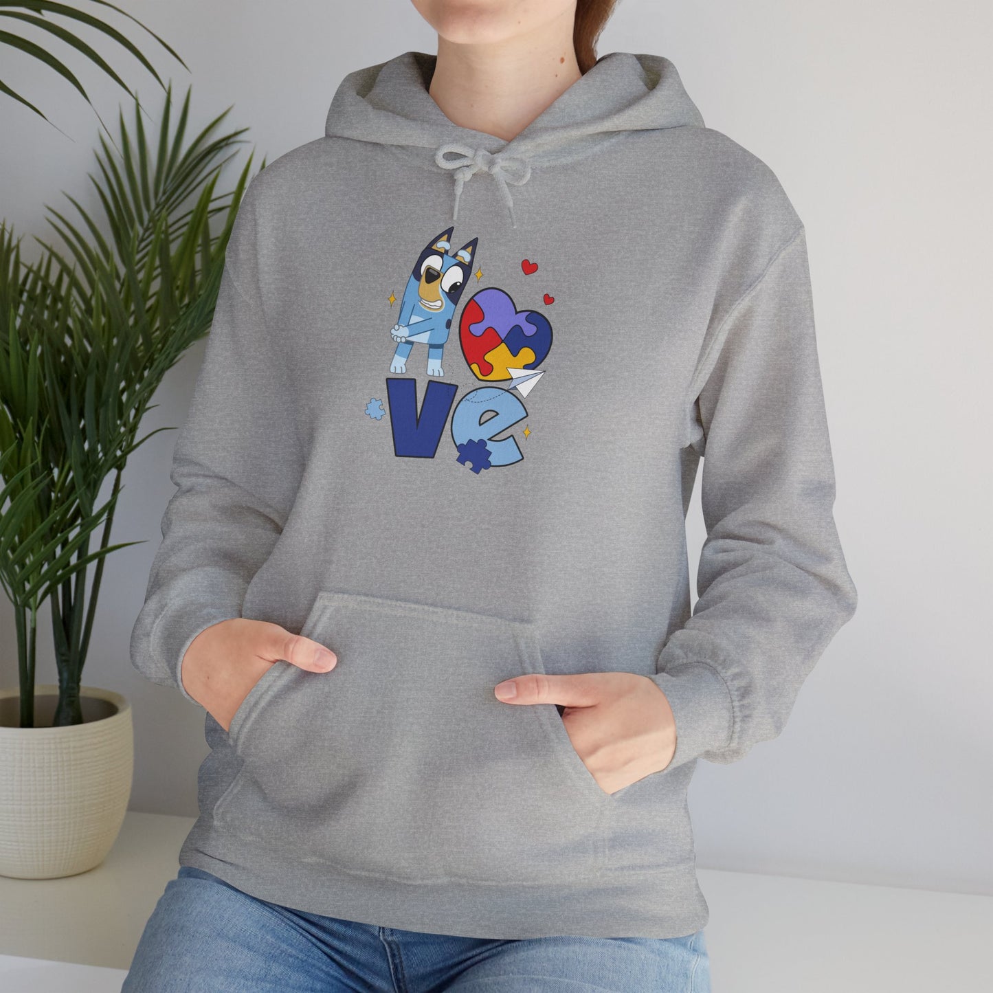 Autism Puzzle Heart Love Hoodie — Cute Inclusive Love Graphic Sweatshirt