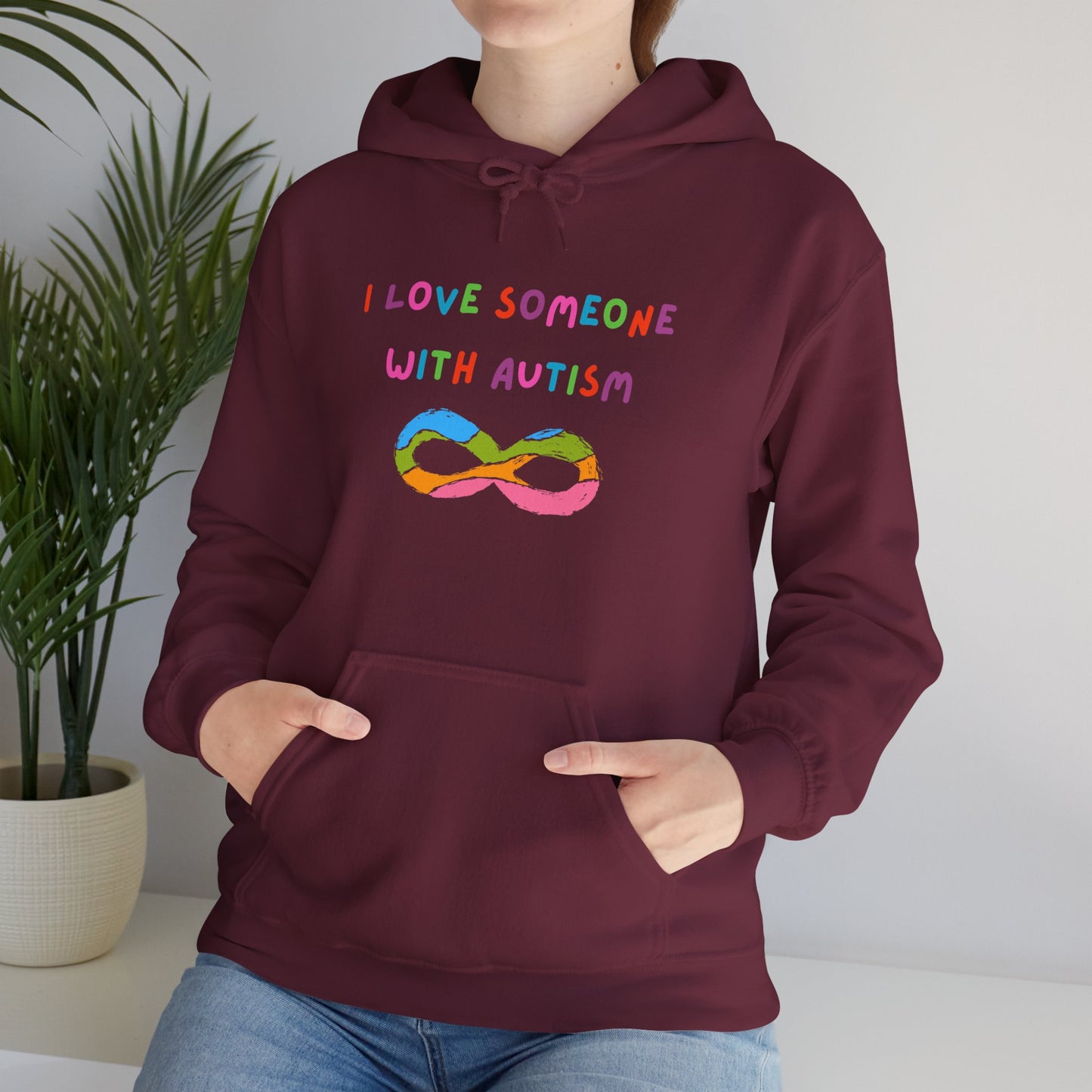 Autism Awareness Hoodie — "I Love Someone With Autism" Rainbow Infinity Sweatshirt