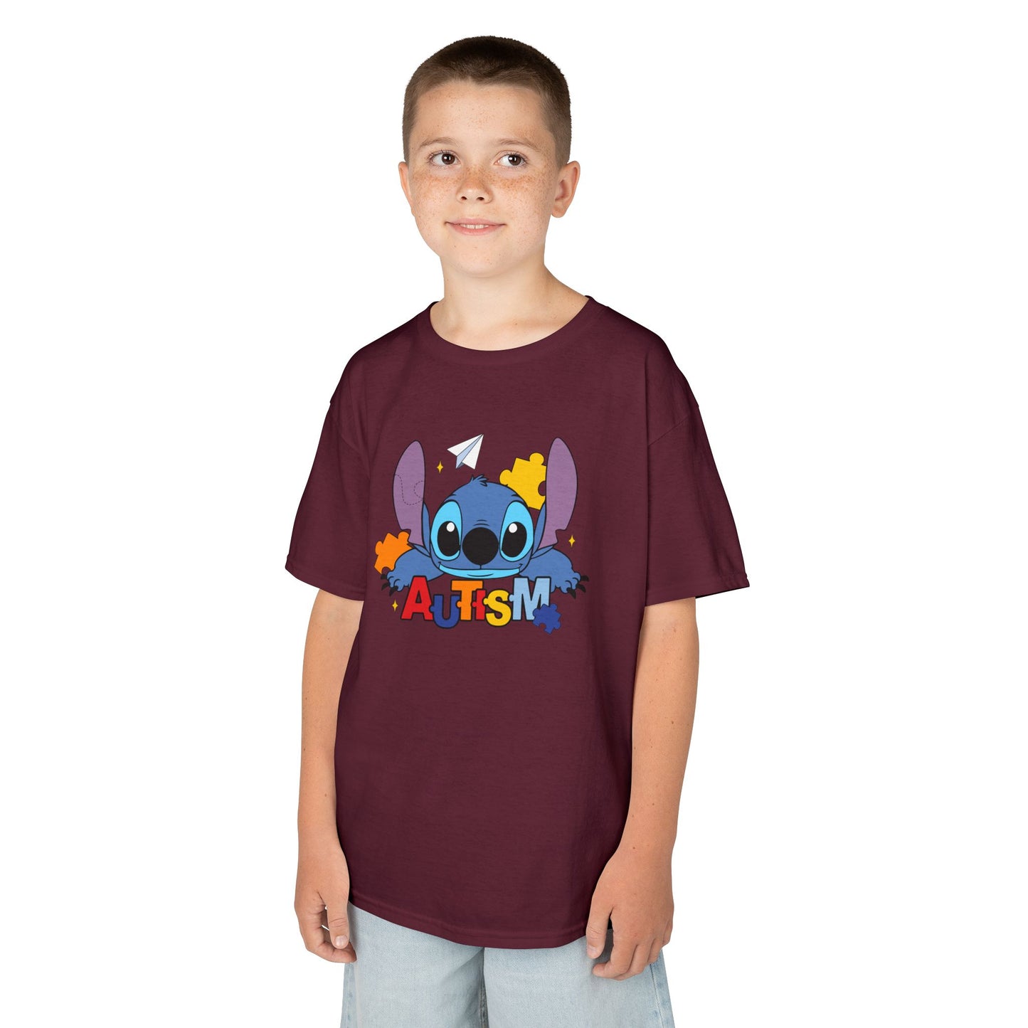 Kids Tee — Cute Stitch Autism Puzzle Design