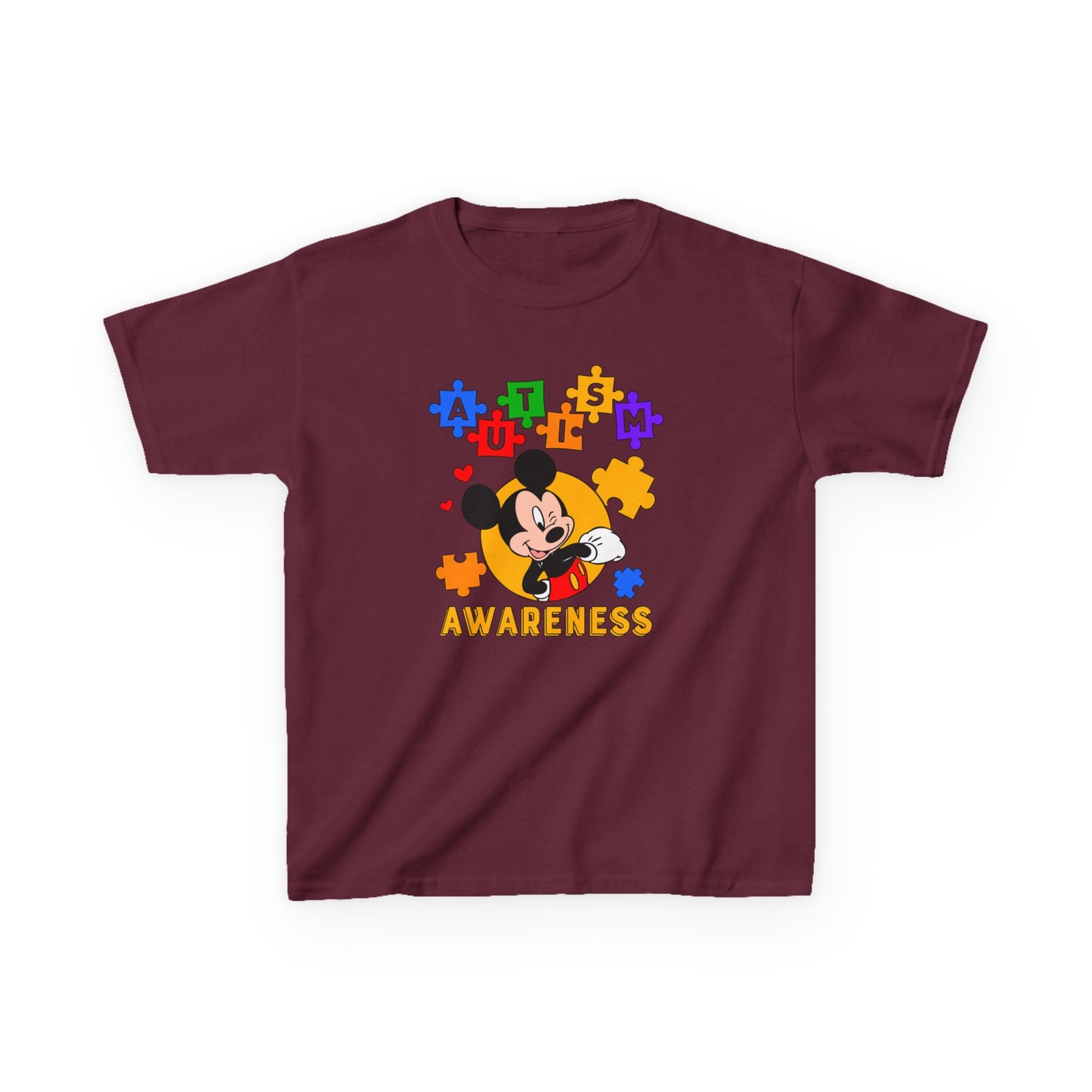 Autism Awareness Kids Tee — Colorful Puzzle Heart Design