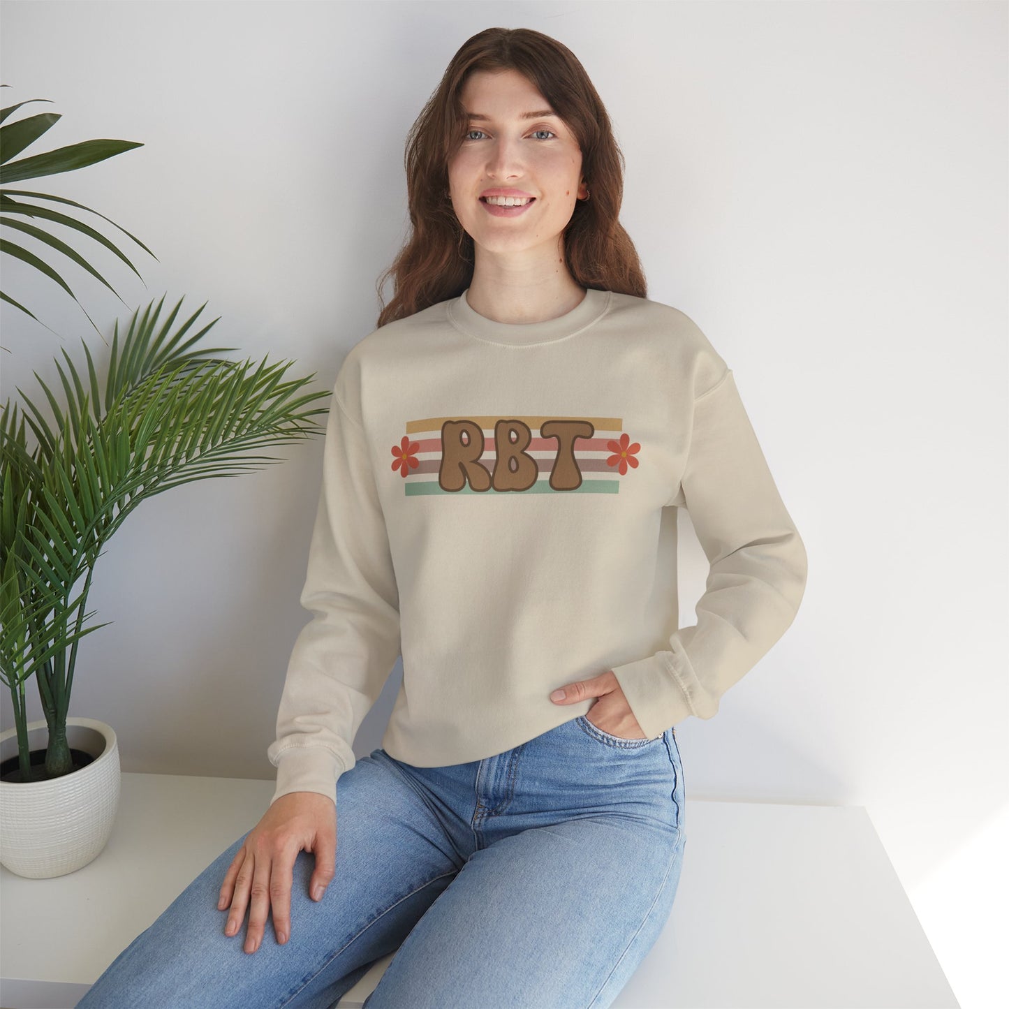Retro RBT Floral Stripe Crewneck Sweatshirt