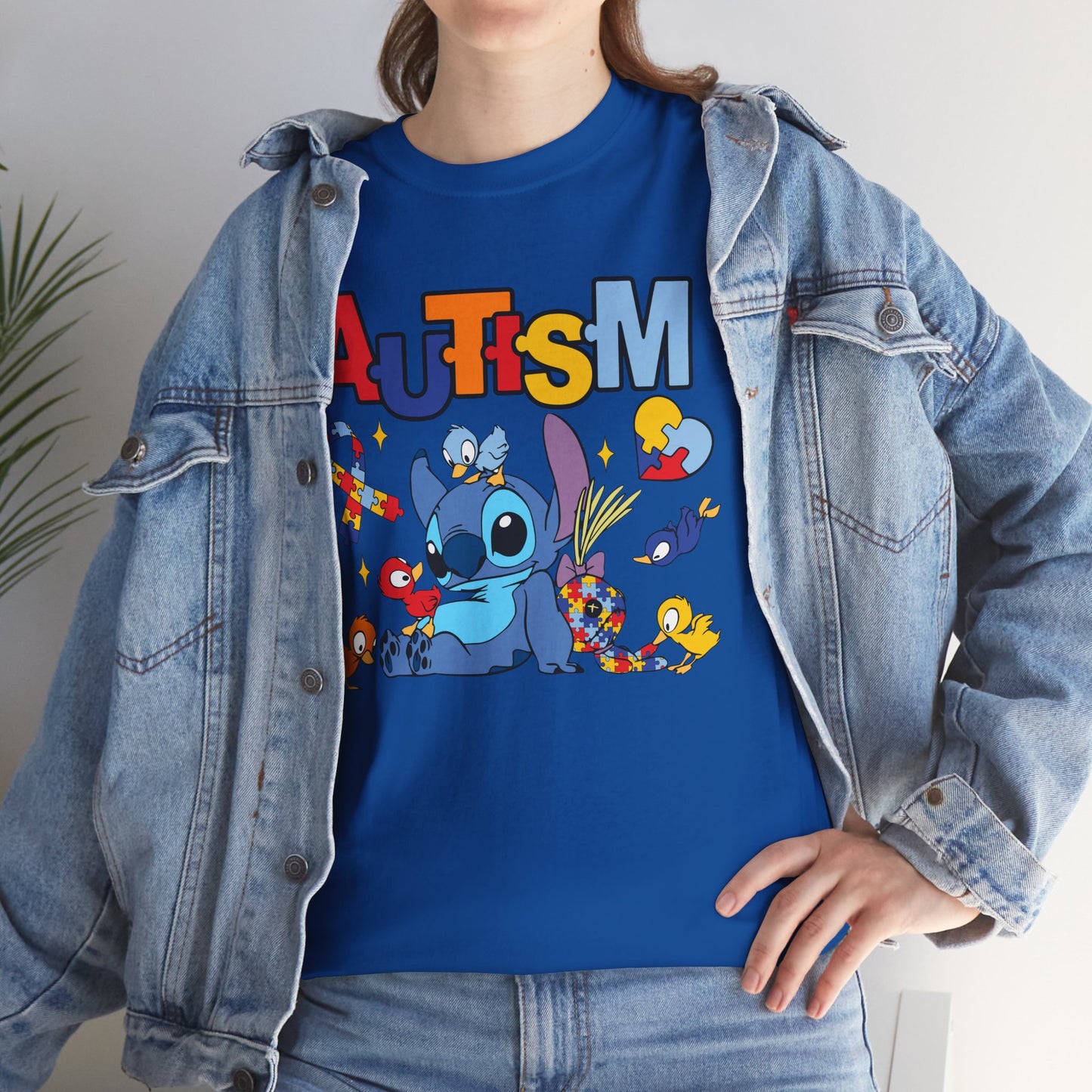 Autism Awareness T-Shirt — Cute Cartoon Character Puzzle-Heart Design